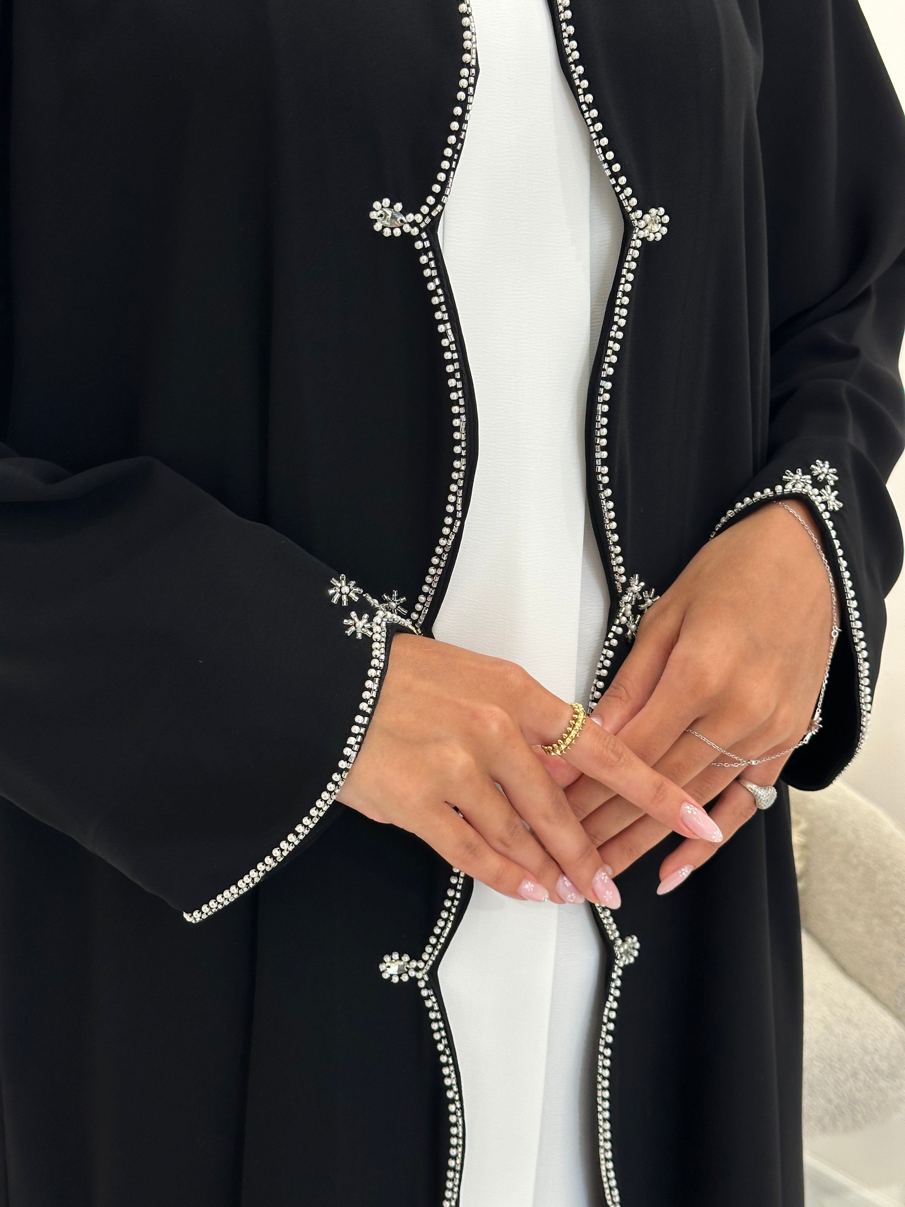 C 1042 Black Beaded Abaya
