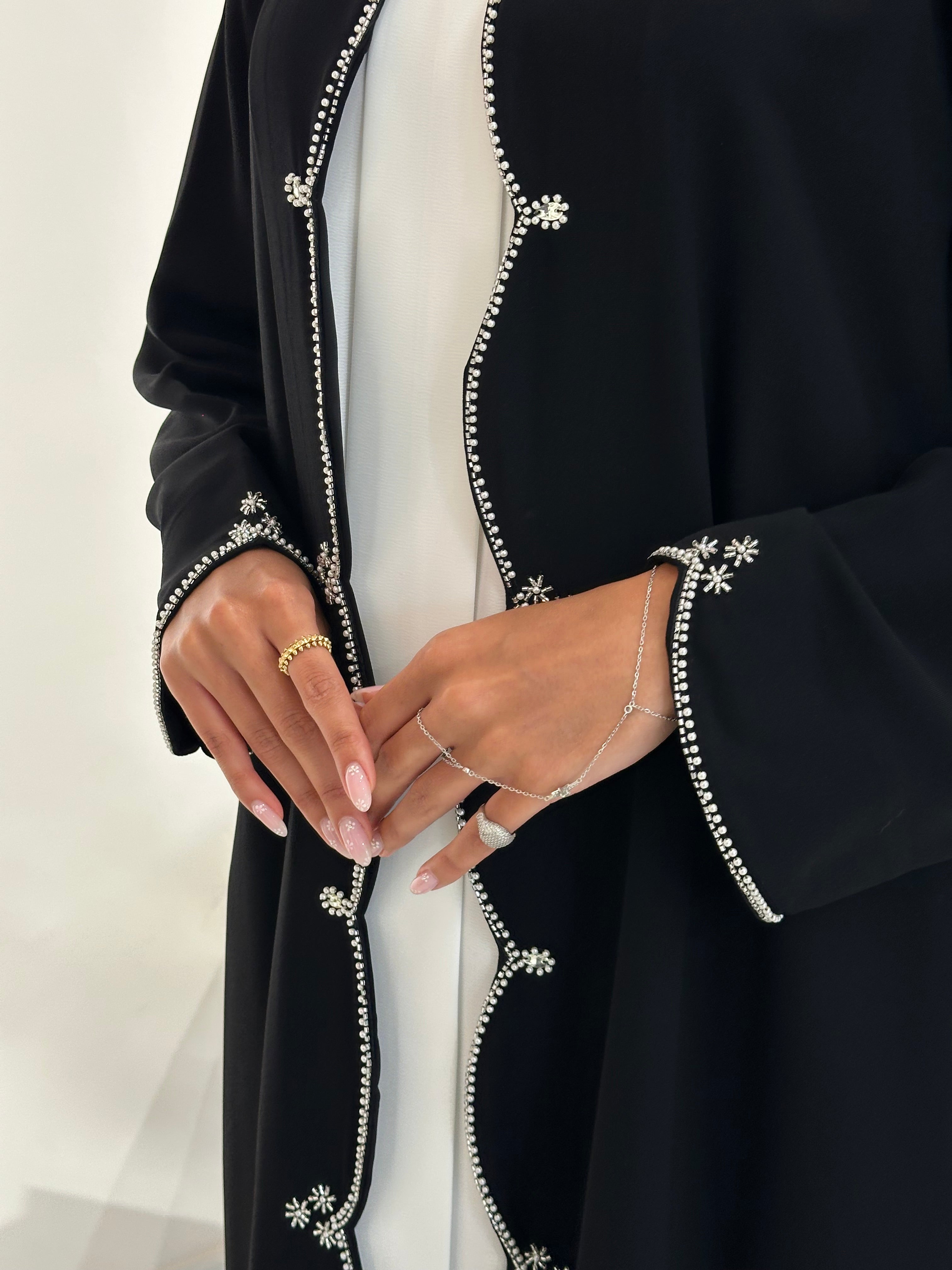 C 1042 Black Beaded Abaya