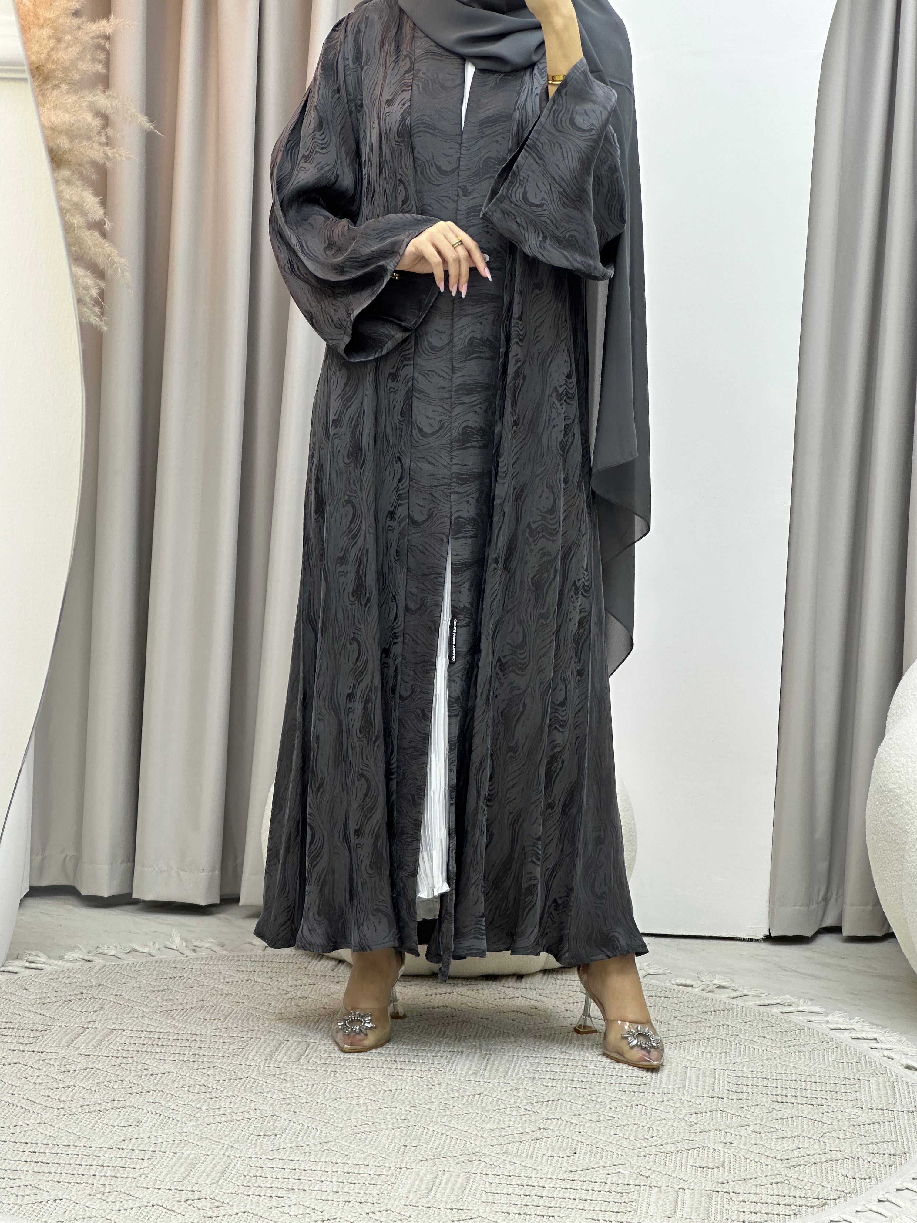 C RTW Grey Shimmer Premium Abaya