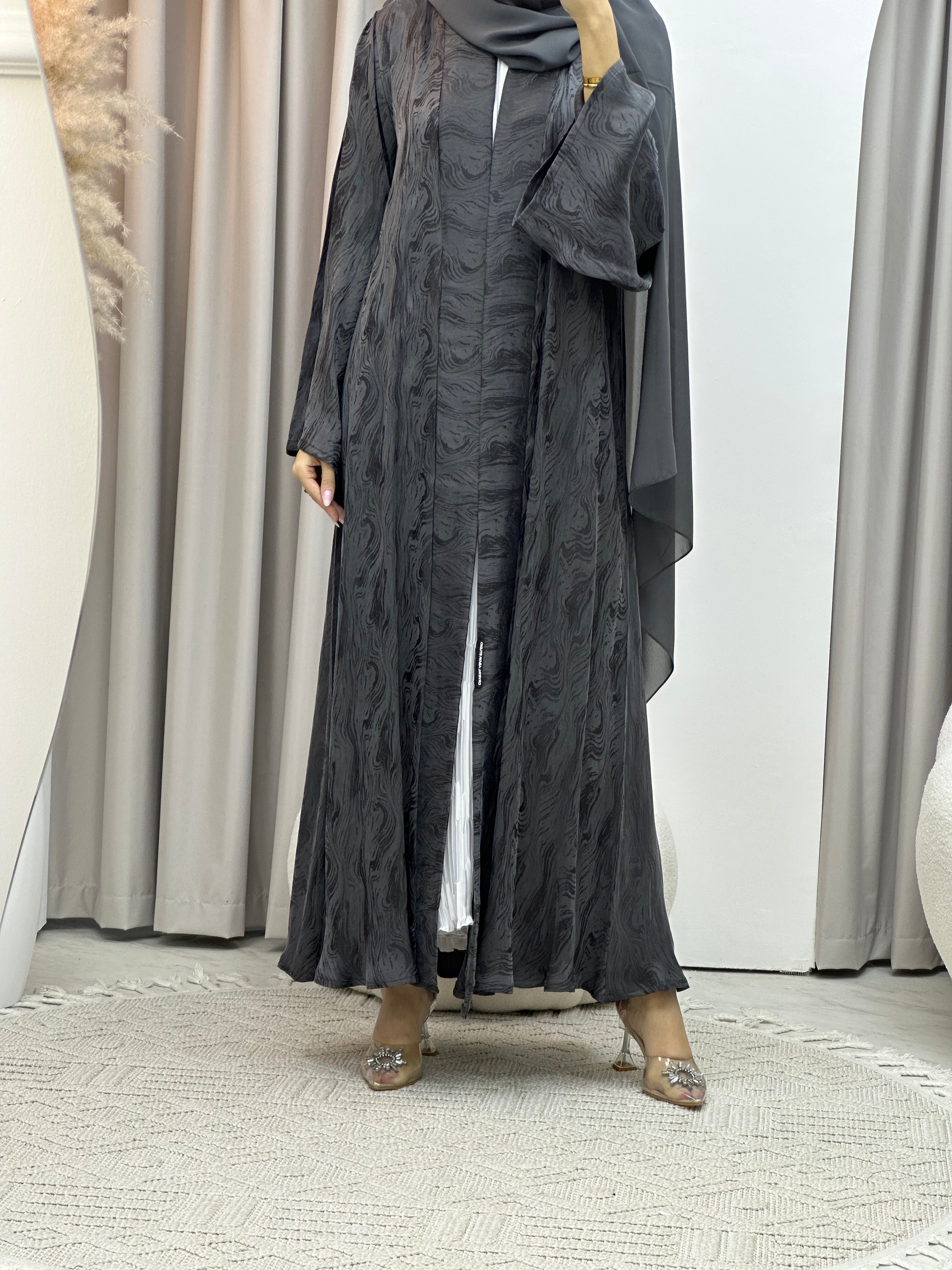 C RTW Grey Shimmer Premium Abaya