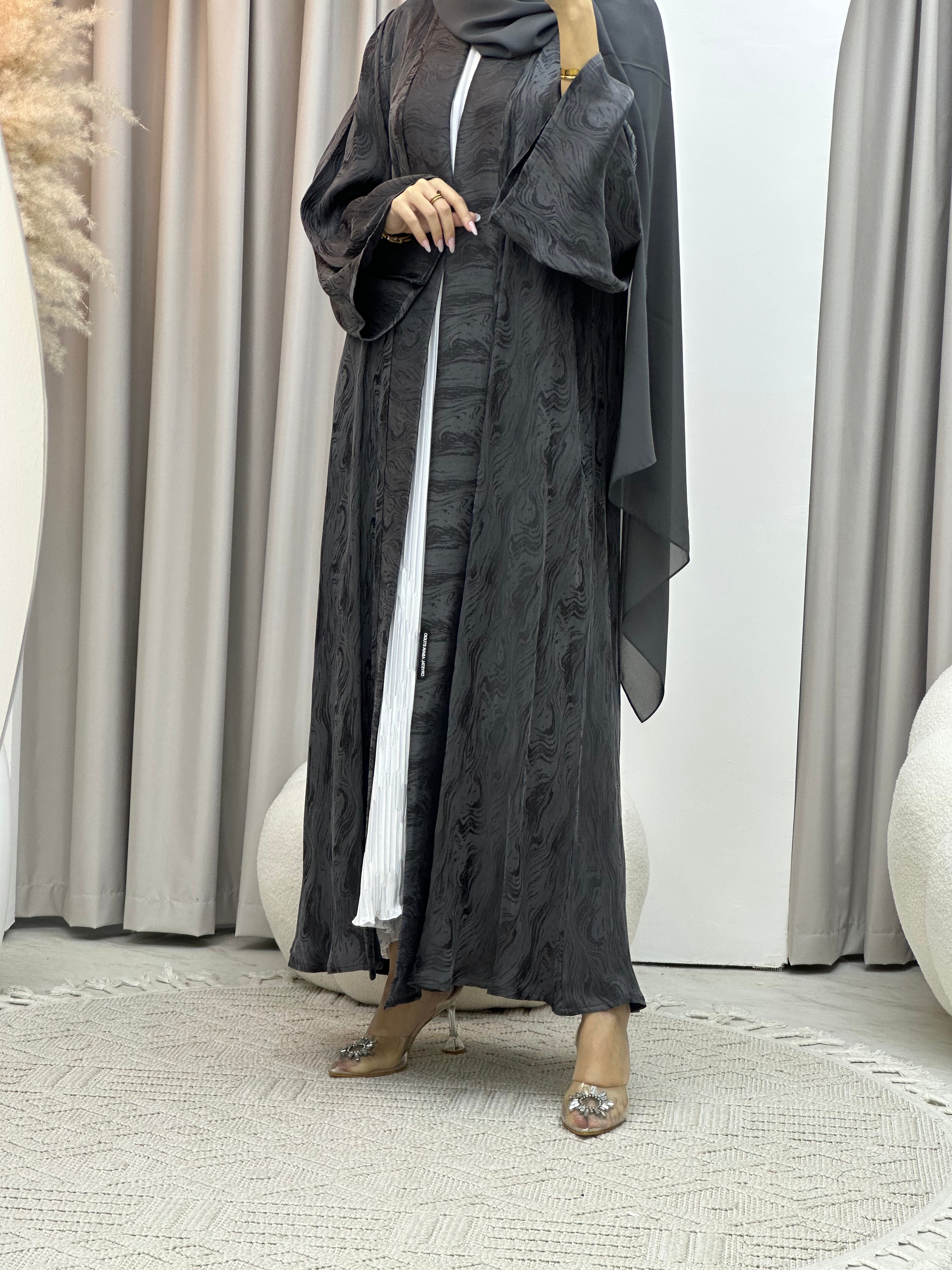 C RTW Grey Shimmer Premium Abaya