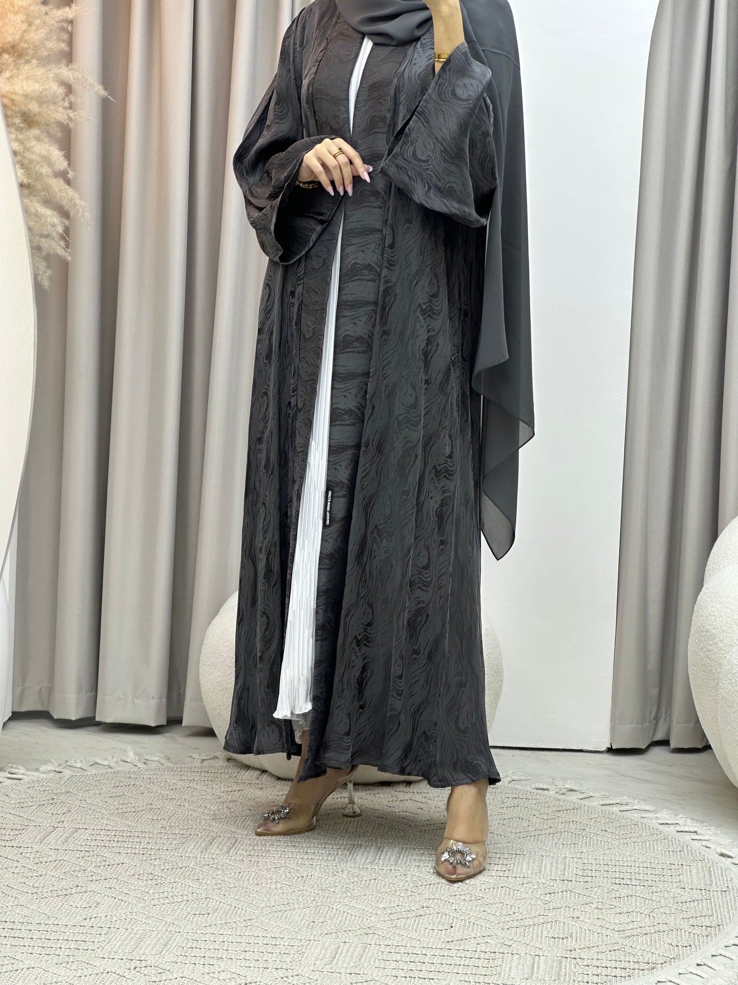 C Grey Shimmer Premium Abaya