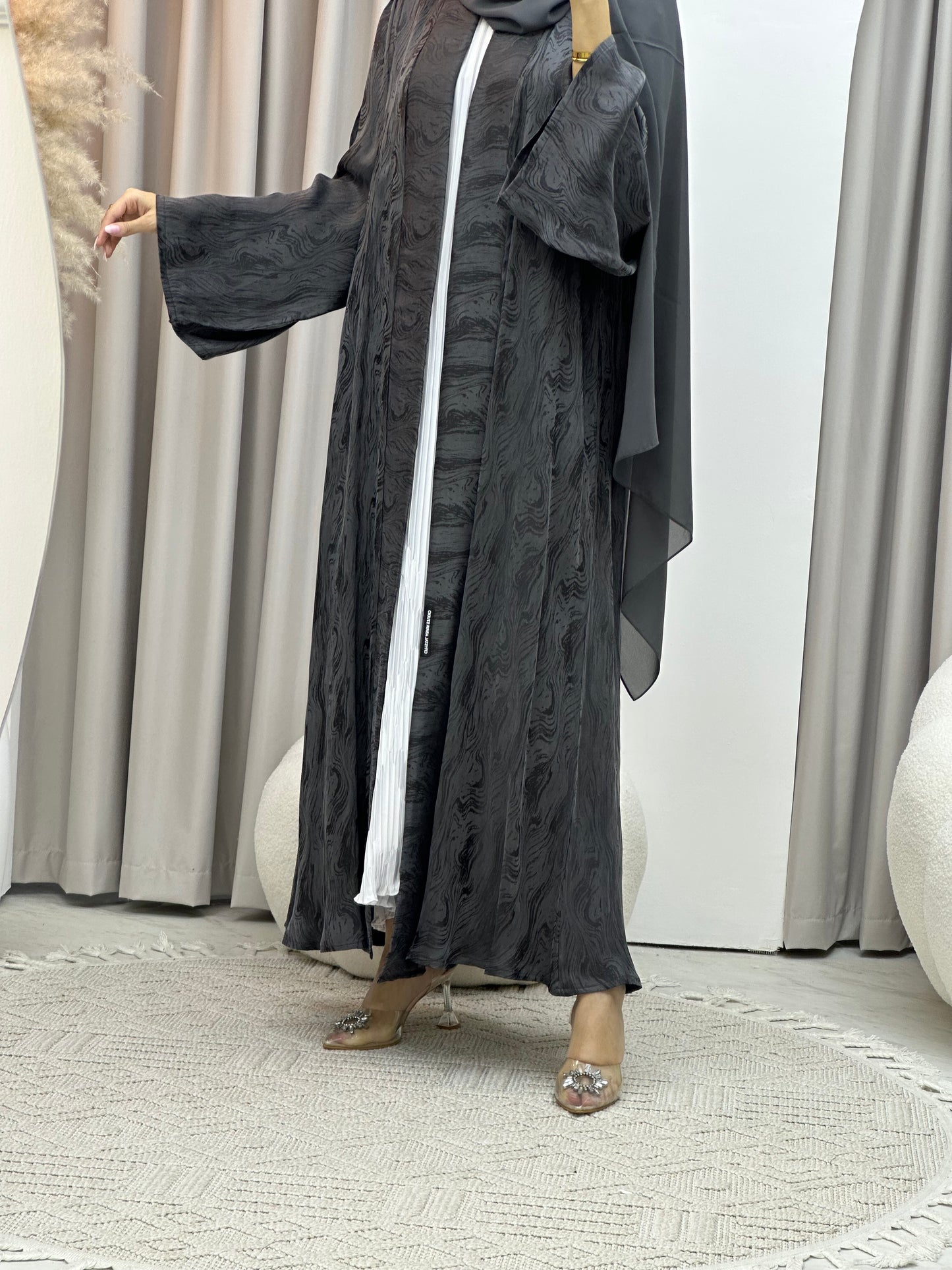 C Grey Shimmer Premium Abaya