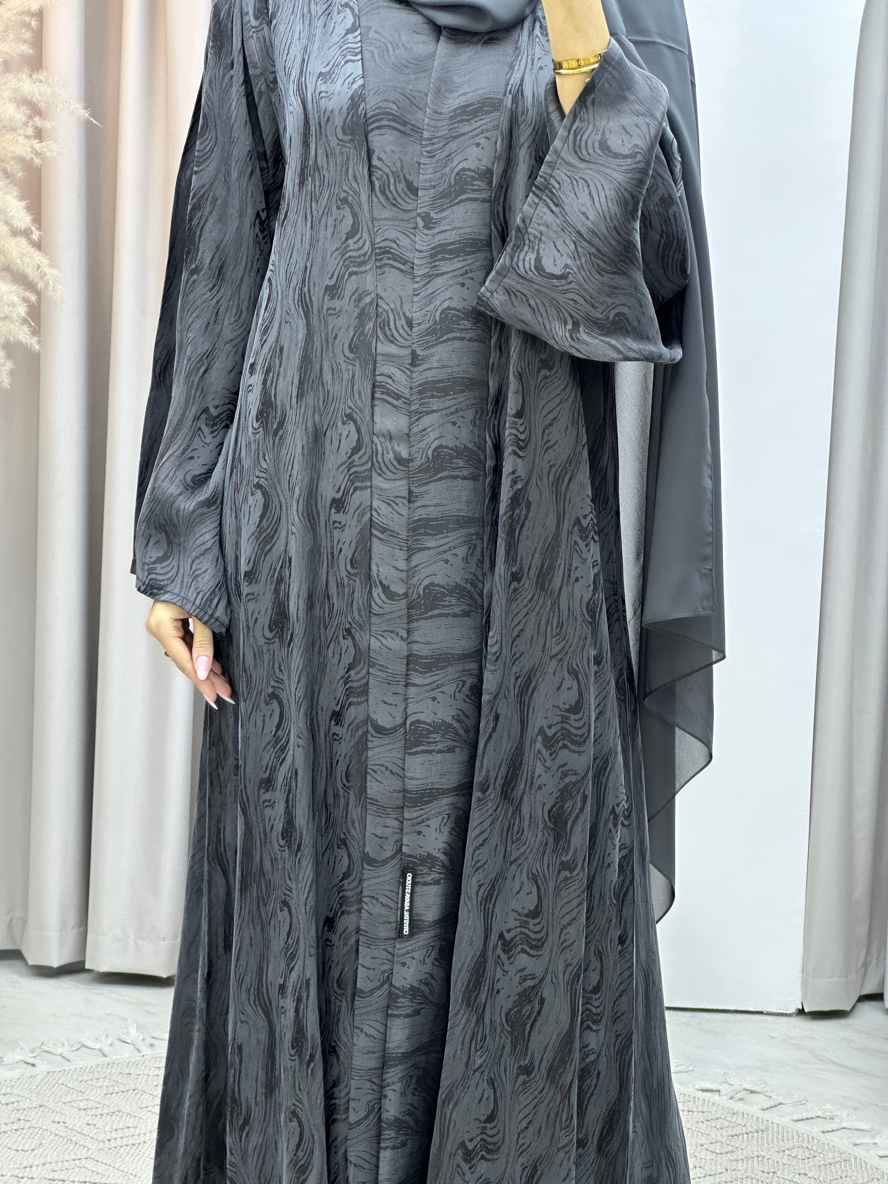 C RTW Grey Shimmer Premium Abaya