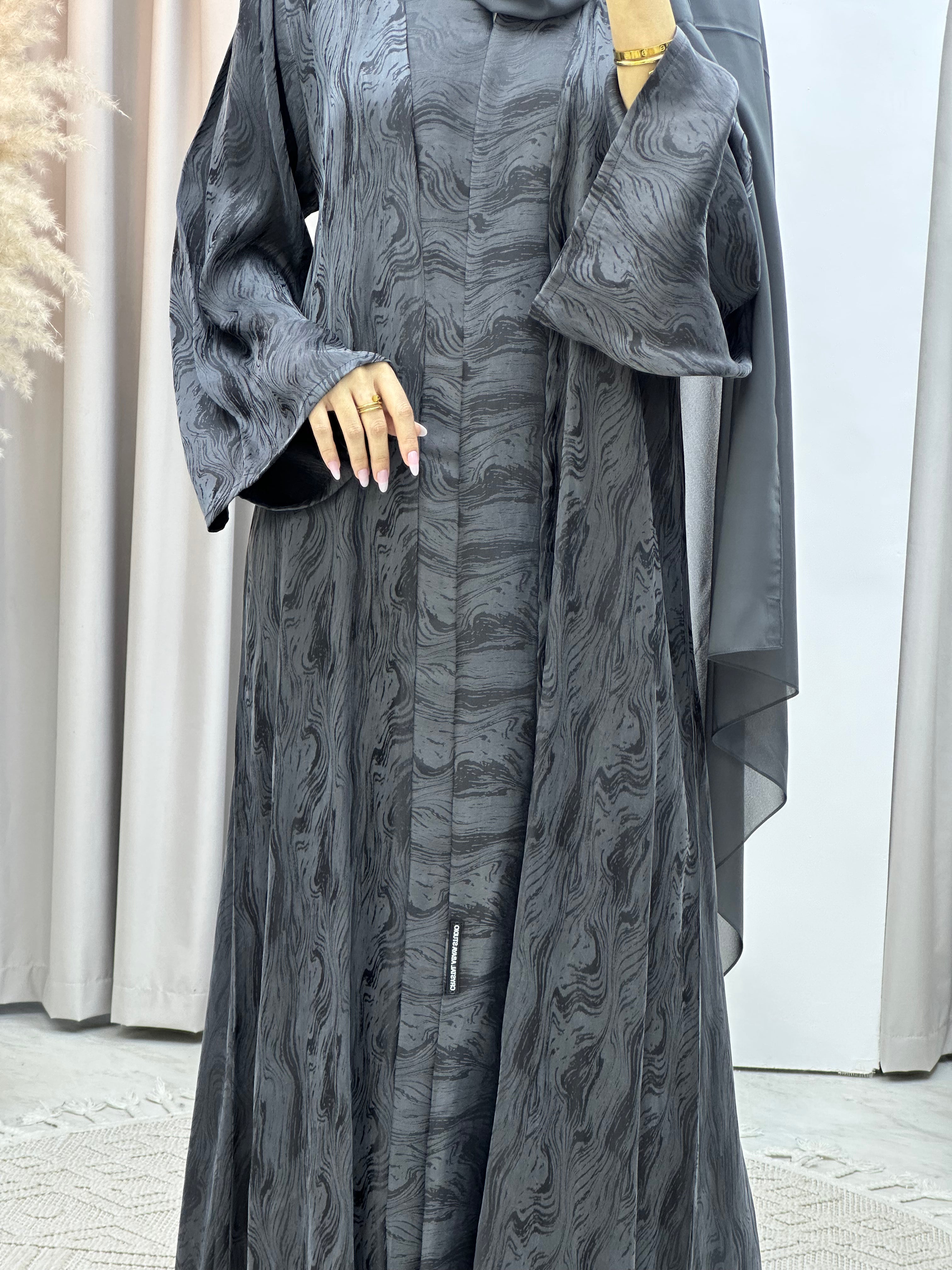 C RTW Grey Shimmer Premium Abaya
