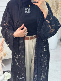 عباية دانتيل سوداء C 1215 - XS / 49