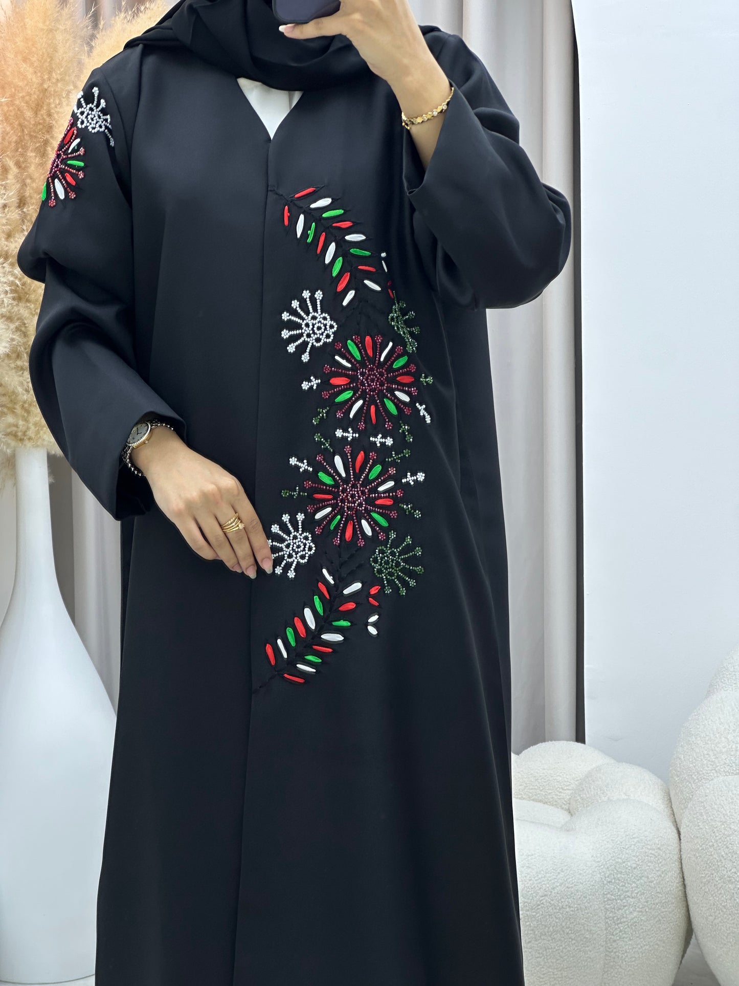 C 0525 Black Emirati National Day Abaya