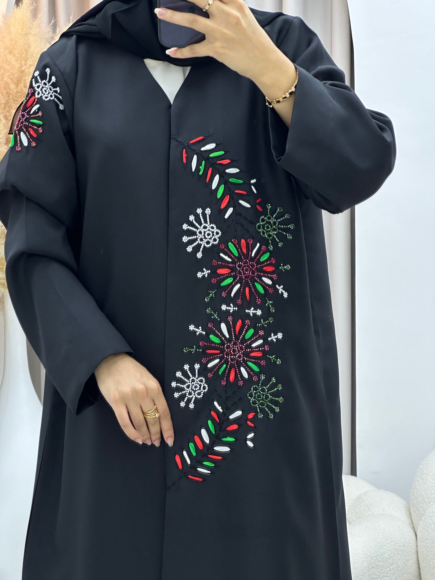 C 0525 Black Emirati National Day Abaya