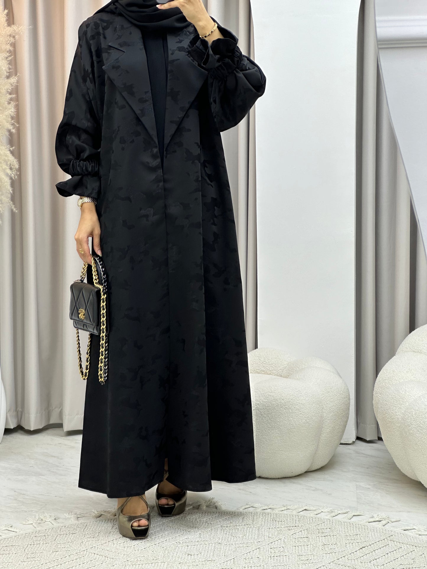 C 0292-01 Black Army Coat Abaya