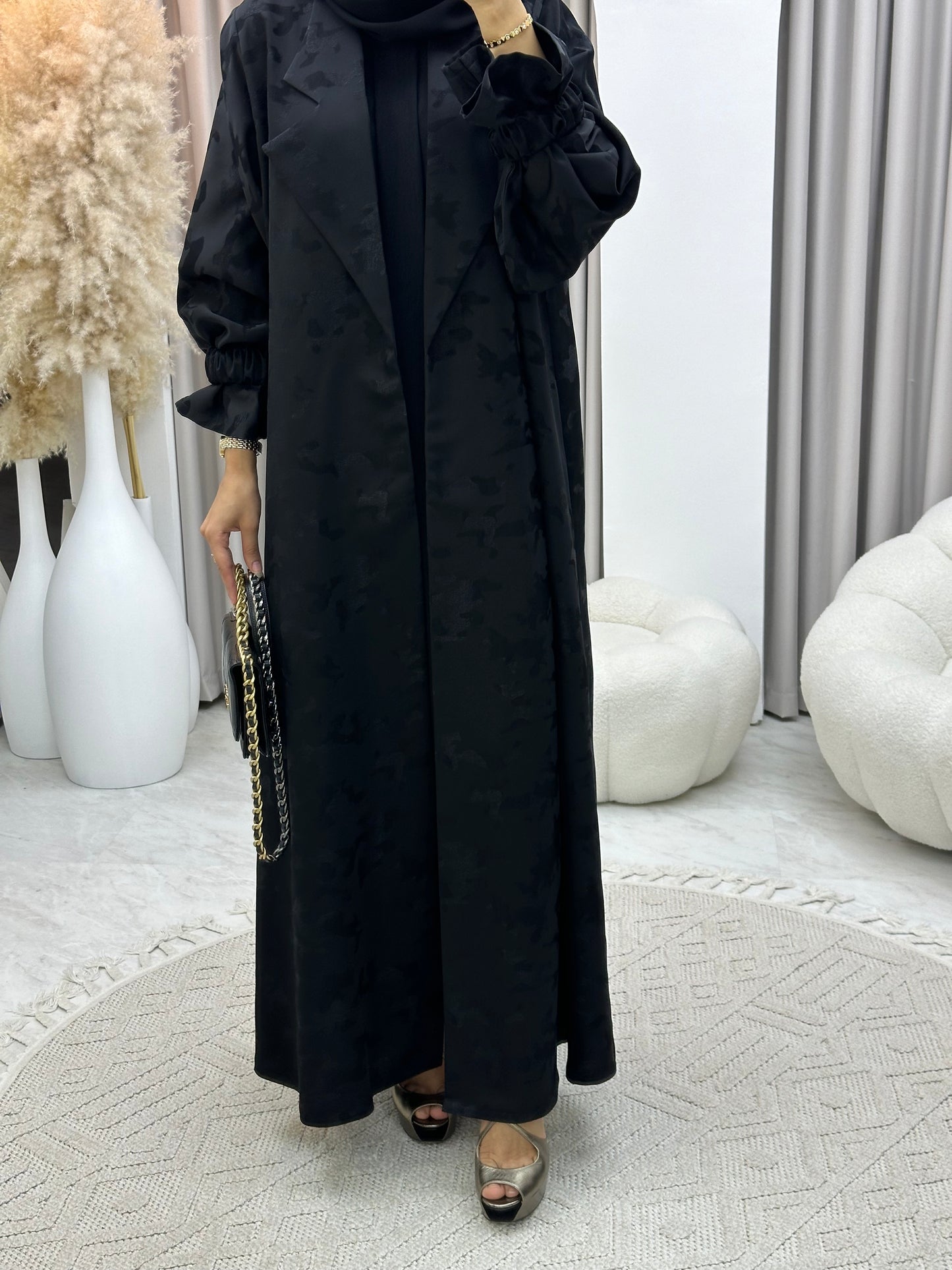 C 0292-01 Black Army Coat Abaya