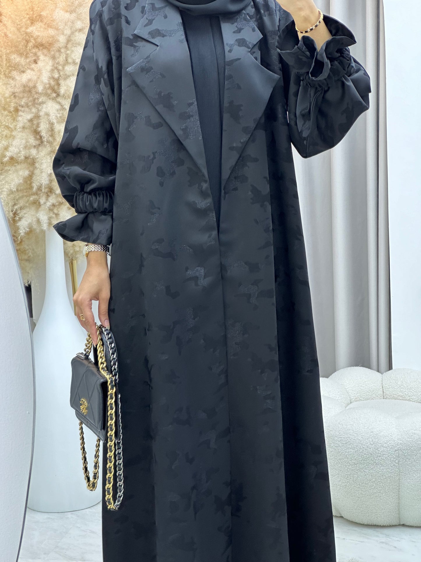 C 0292-01 Black Army Coat Abaya