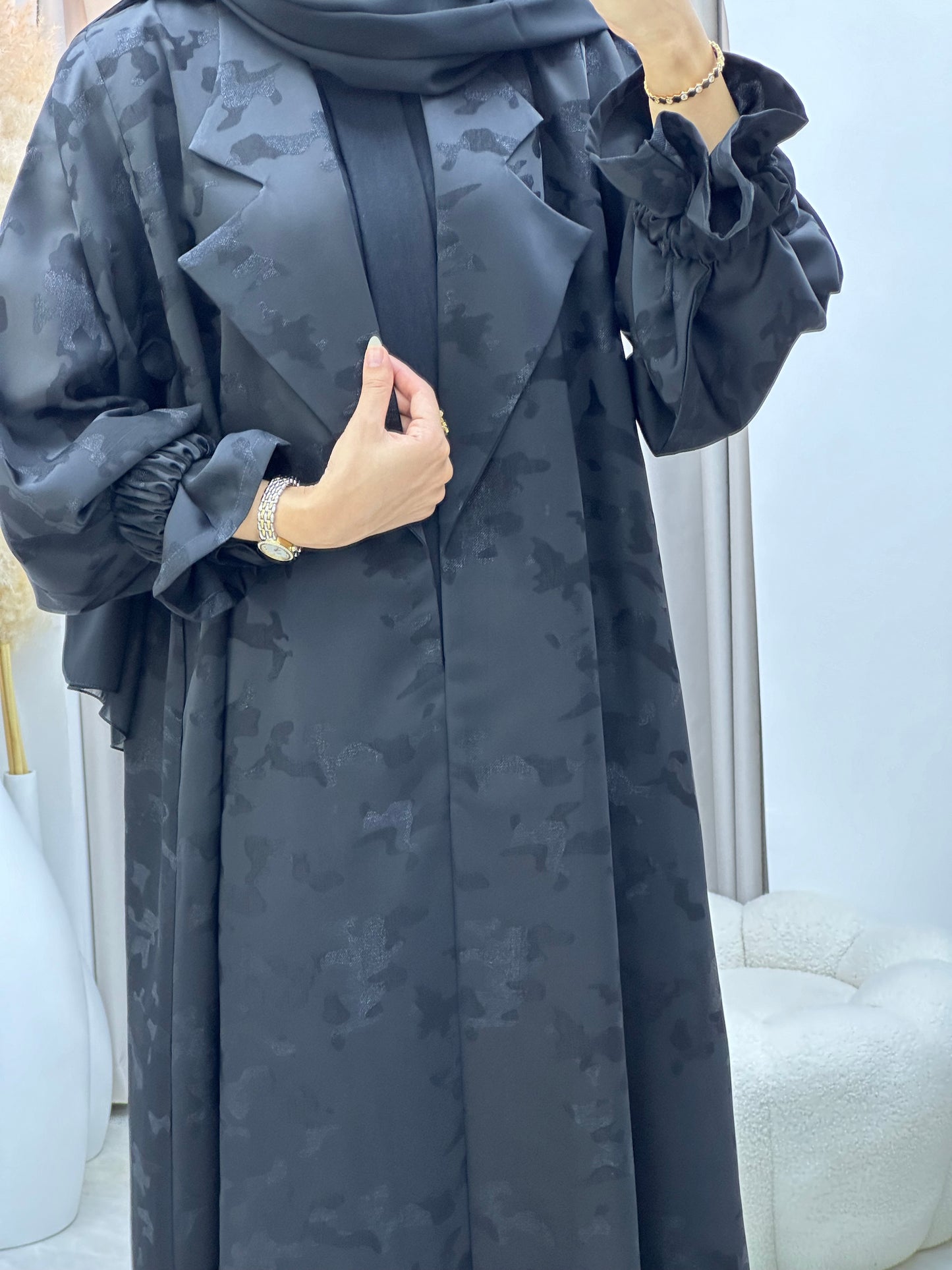 C 0292-01 Black Army Coat Abaya