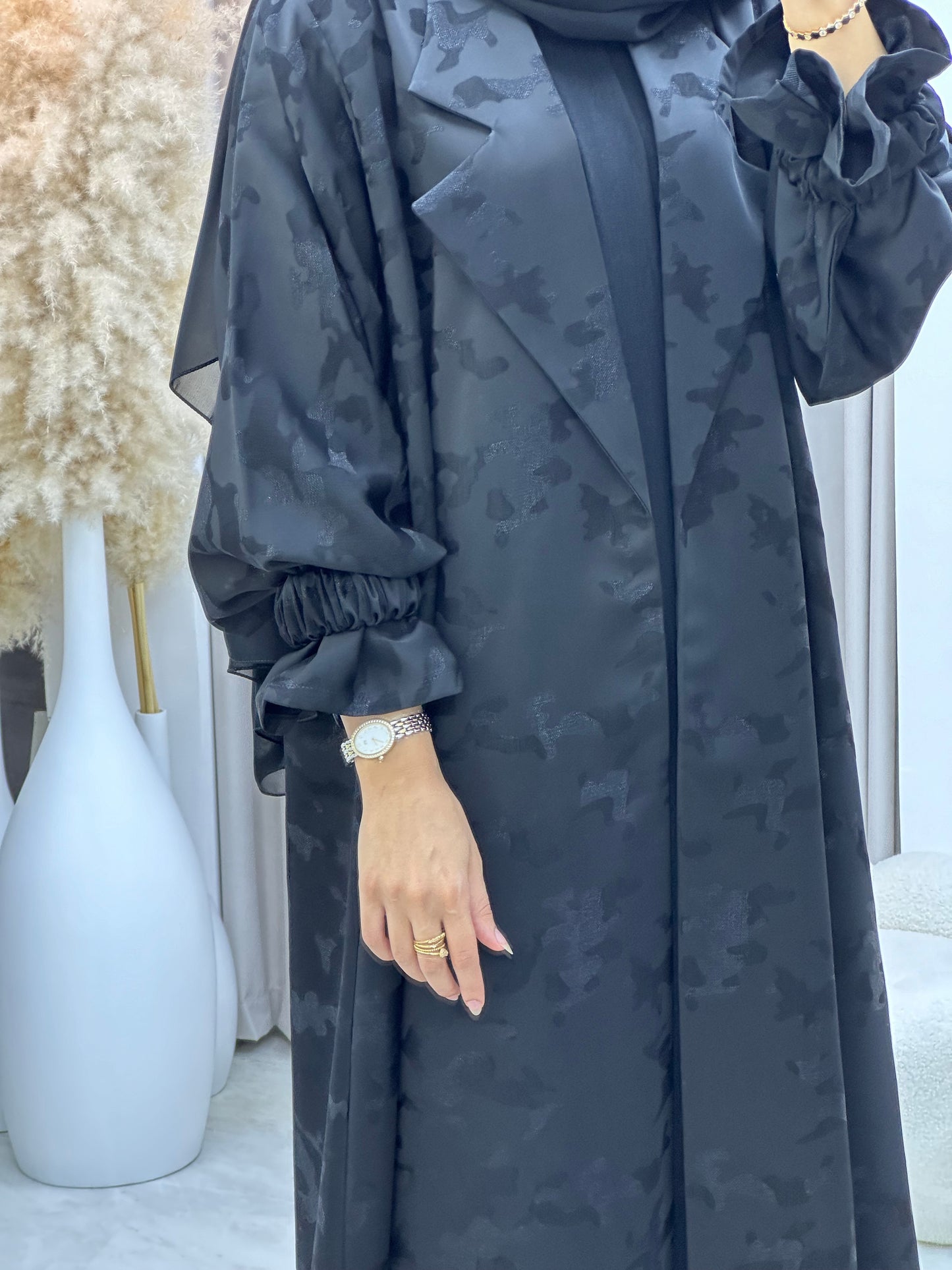 C 0292-01 Black Army Coat Abaya