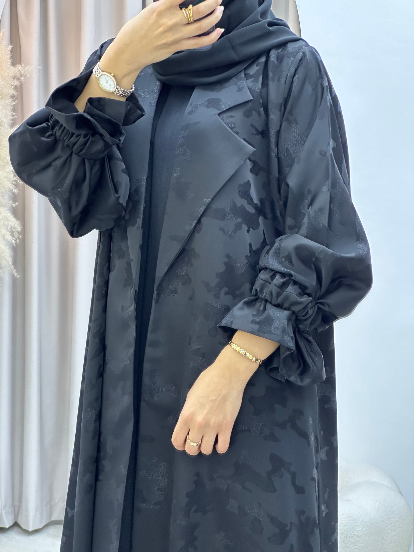 C 0292-01 Black Army Coat Abaya