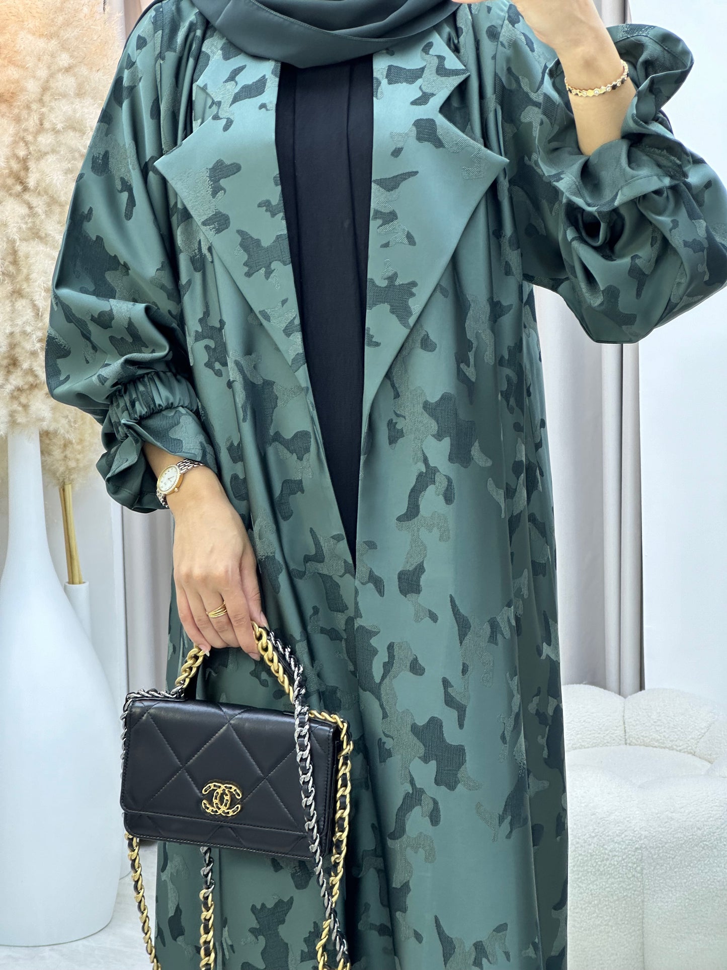 C 0292-04 Olive Army Coat Abaya