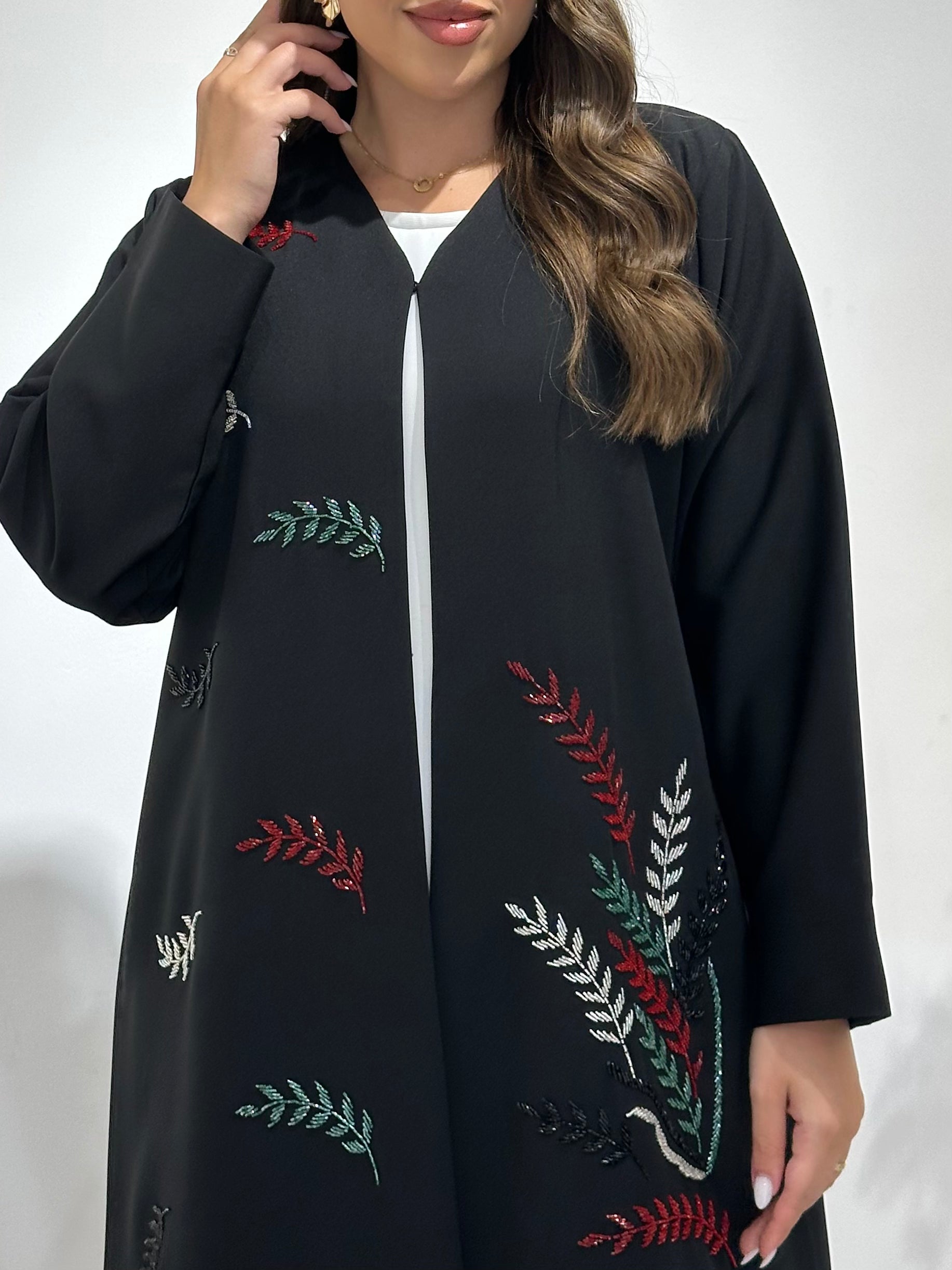 C 1510 Emirati Beaded Abaya - UAE National Day Special