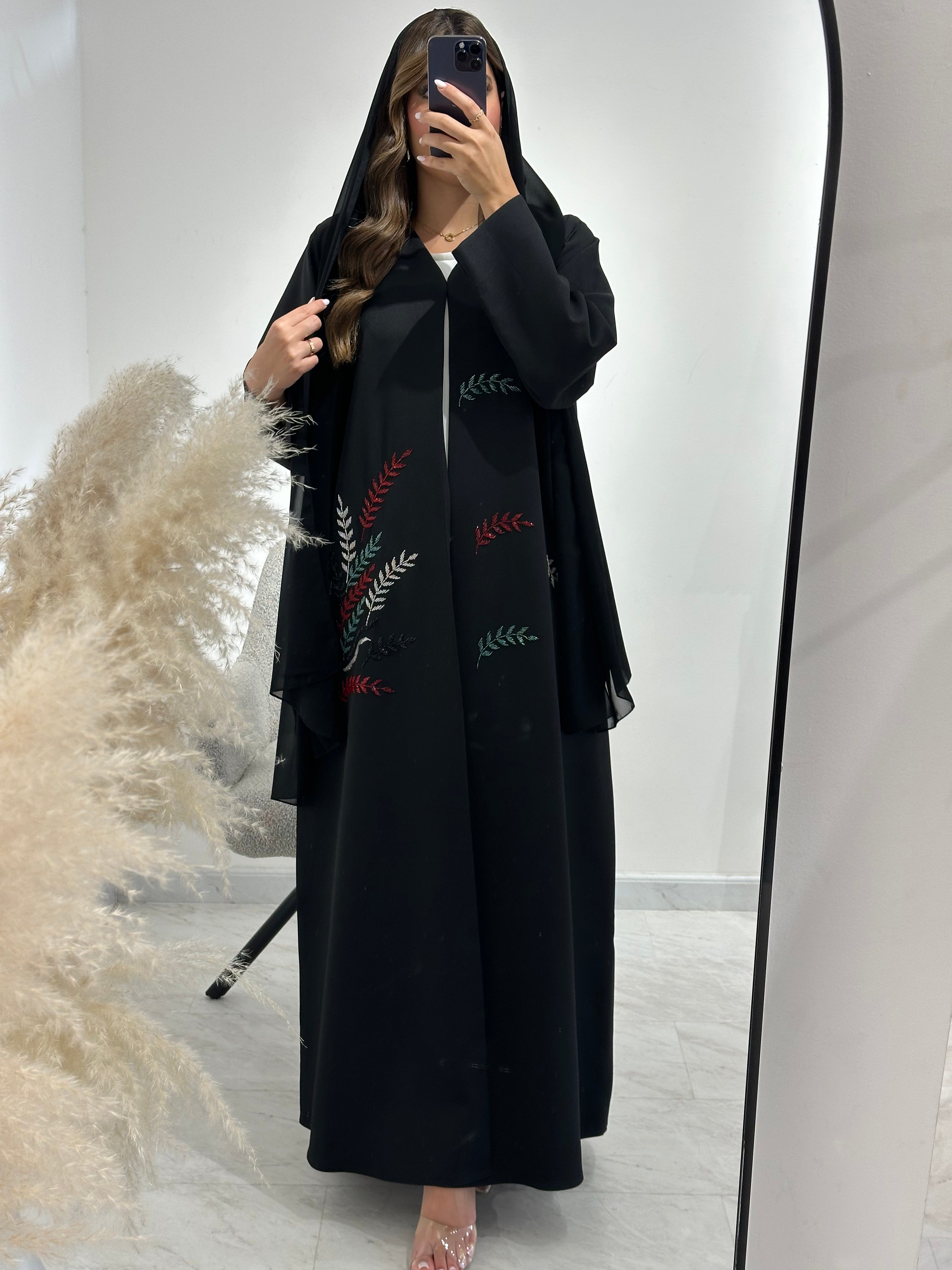 C 1510 Emirati Beaded Abaya - UAE National Day Special
