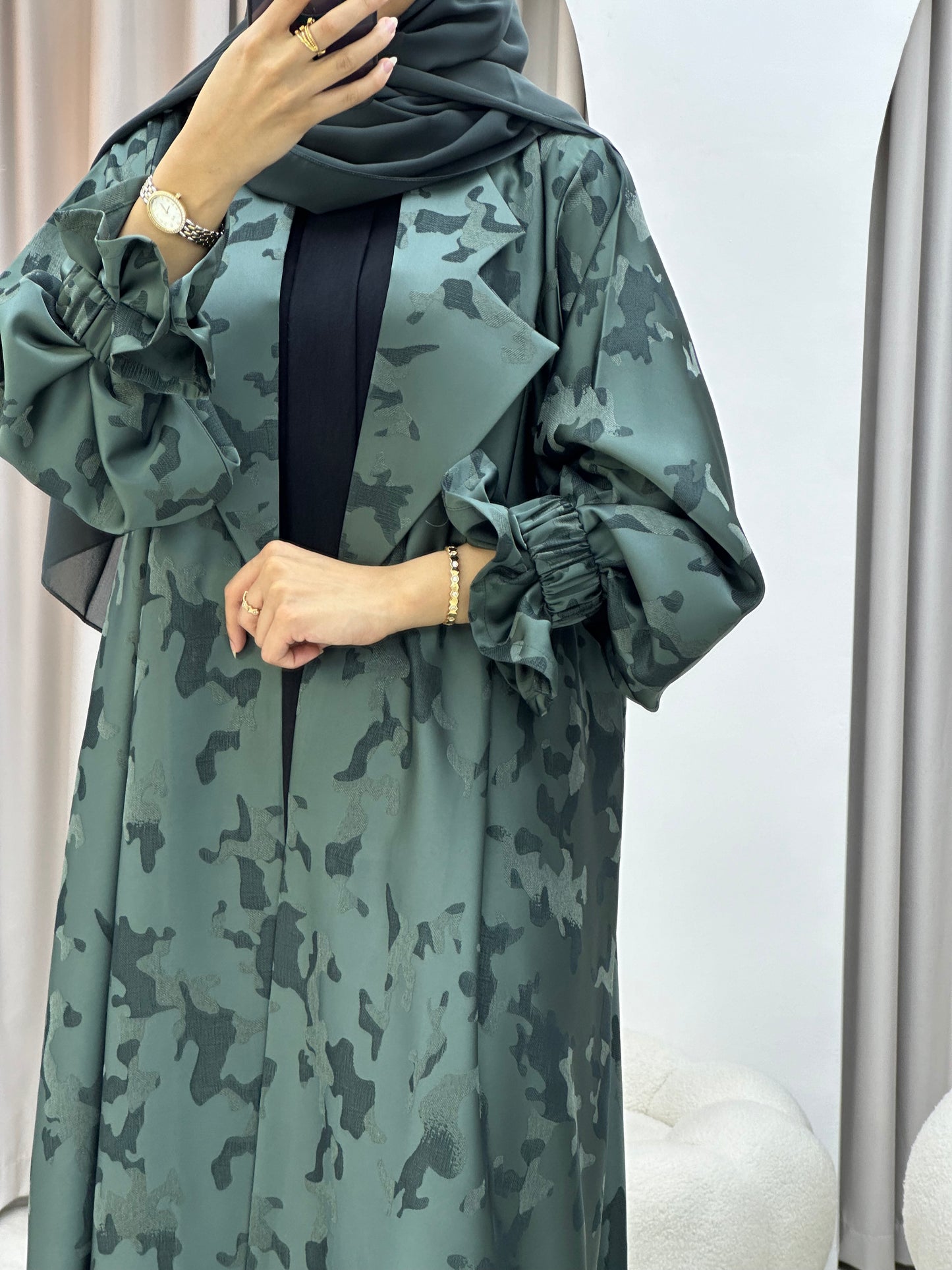 C 0292-04 Olive Army Coat Abaya