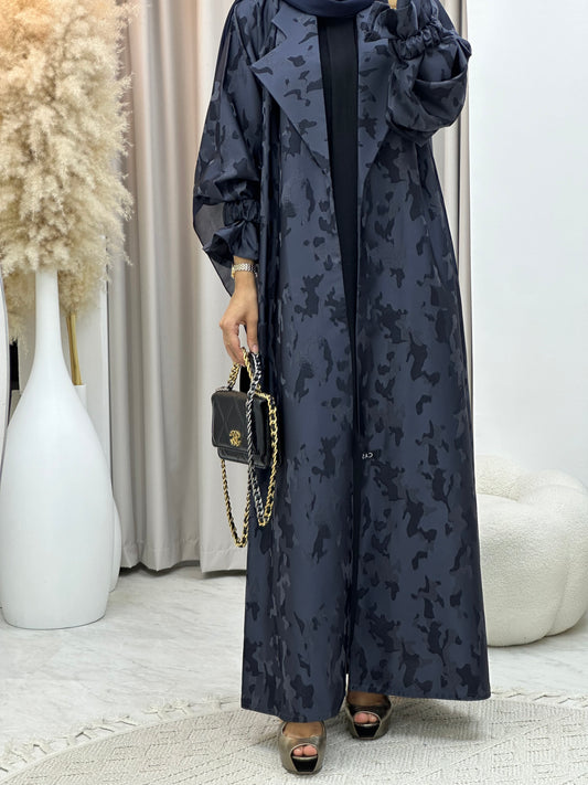 C 0292-03 Navy Blue Army Coat Abaya