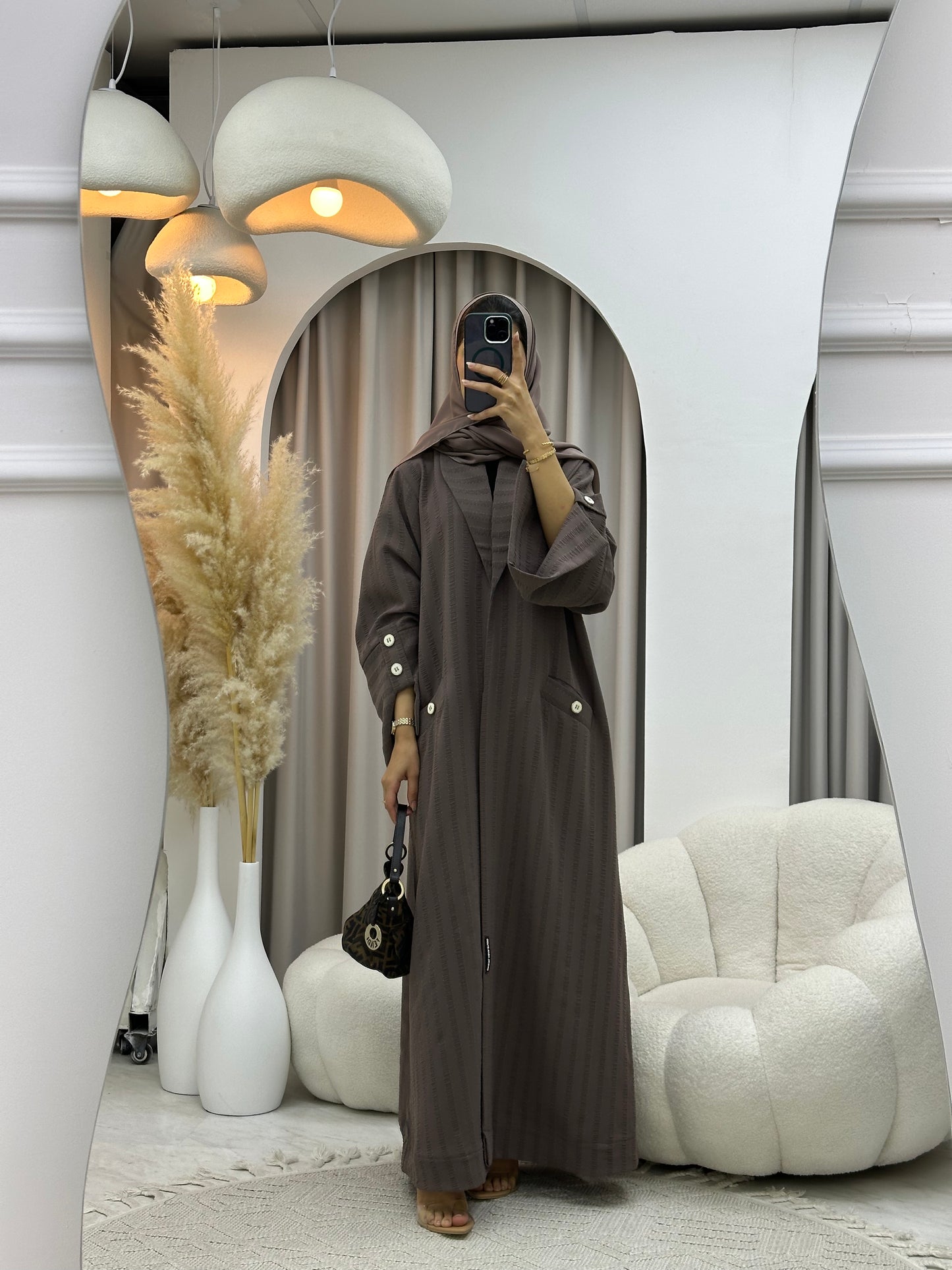 C 0556 Brown Striped Coat Abaya