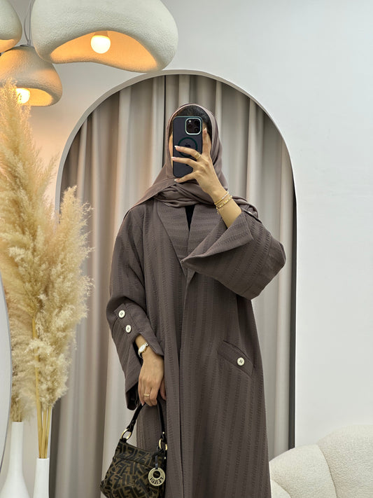 C 0556 Brown Striped Coat Abaya