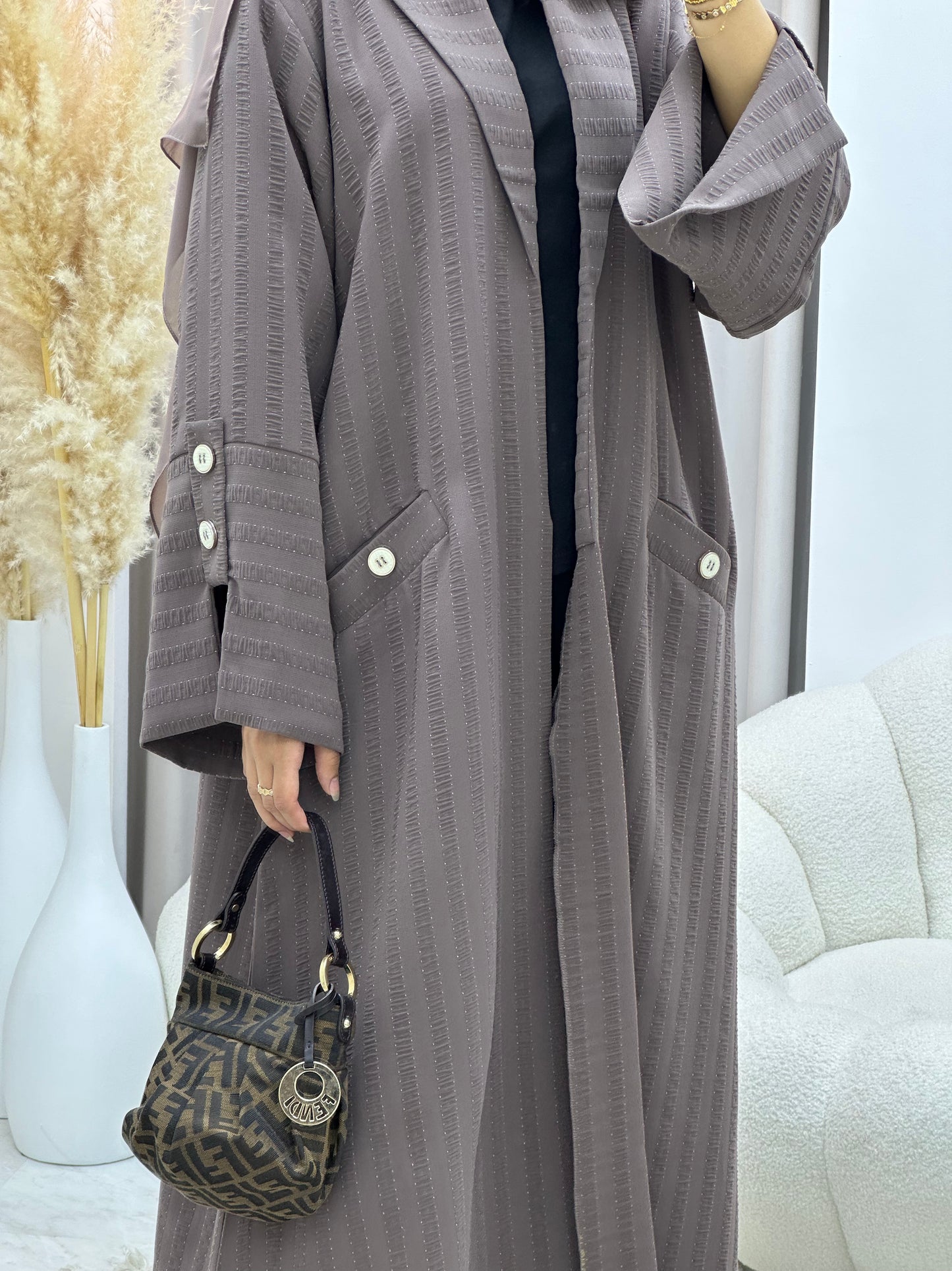 C 0556 Brown Striped Coat Abaya