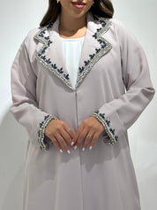 C 1498 Light Beige Beaded Abaya
