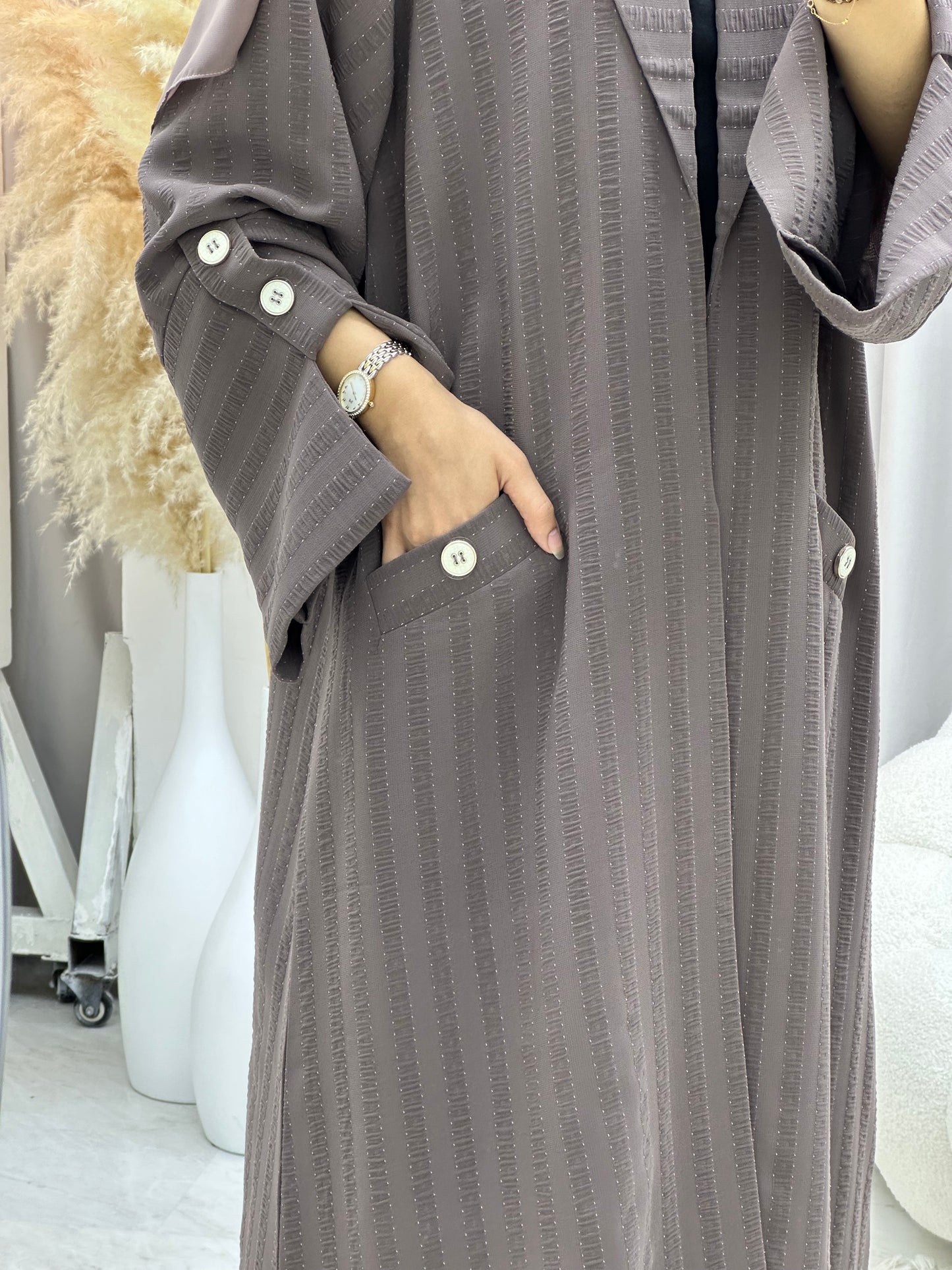 C 0556 Brown Striped Coat Abaya