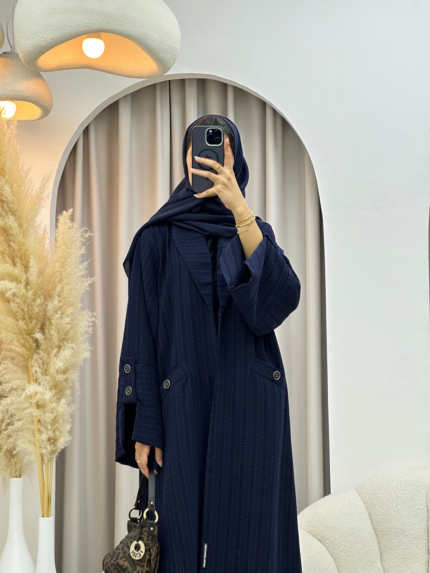 C 0556 Blue Striped Coat Abaya