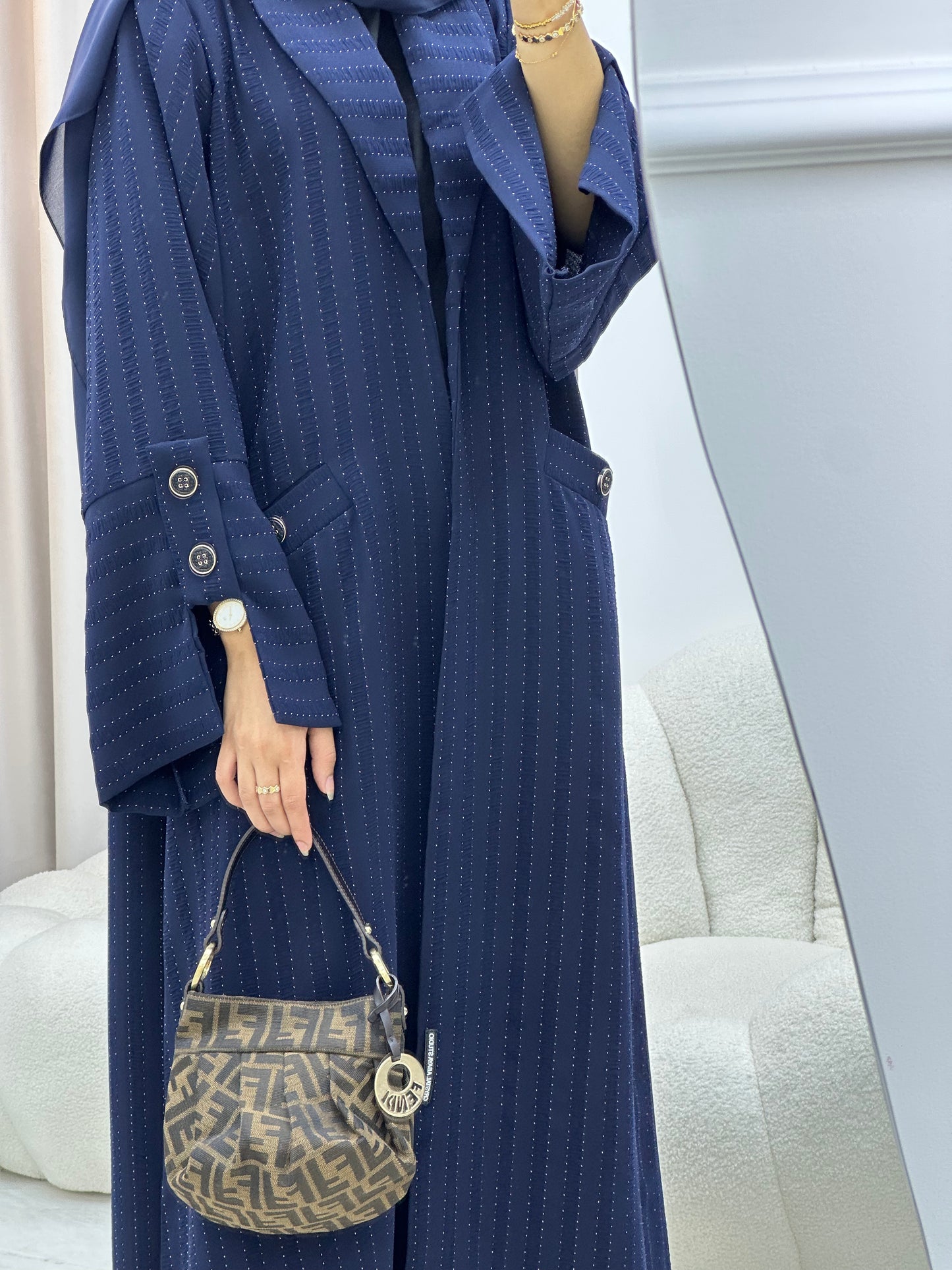 C 0556 Blue Striped Coat Abaya