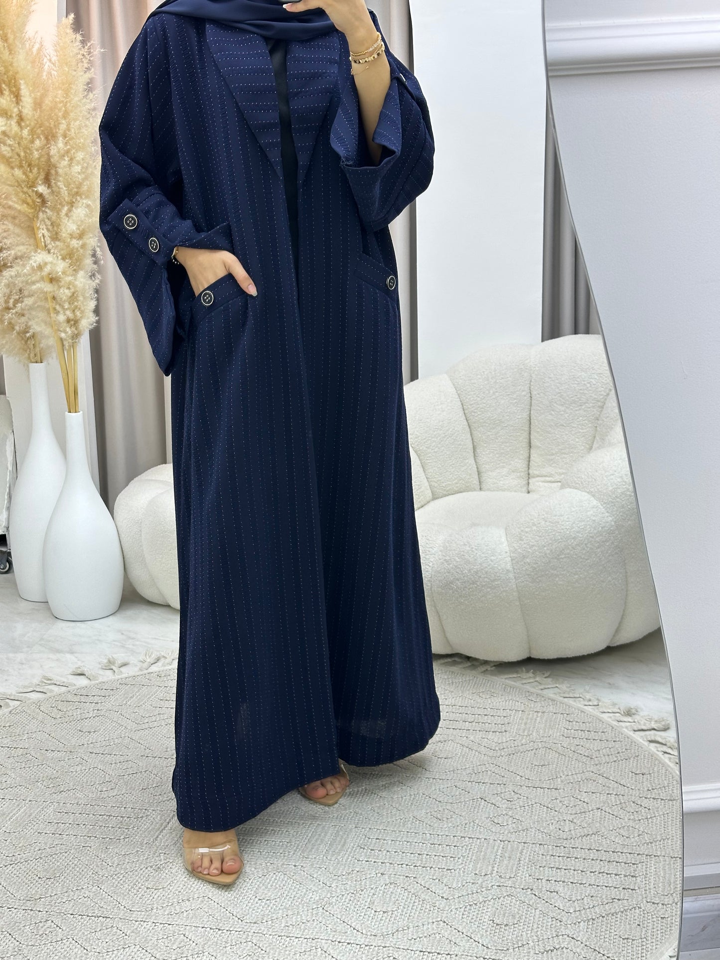 C 0556 Blue Striped Coat Abaya