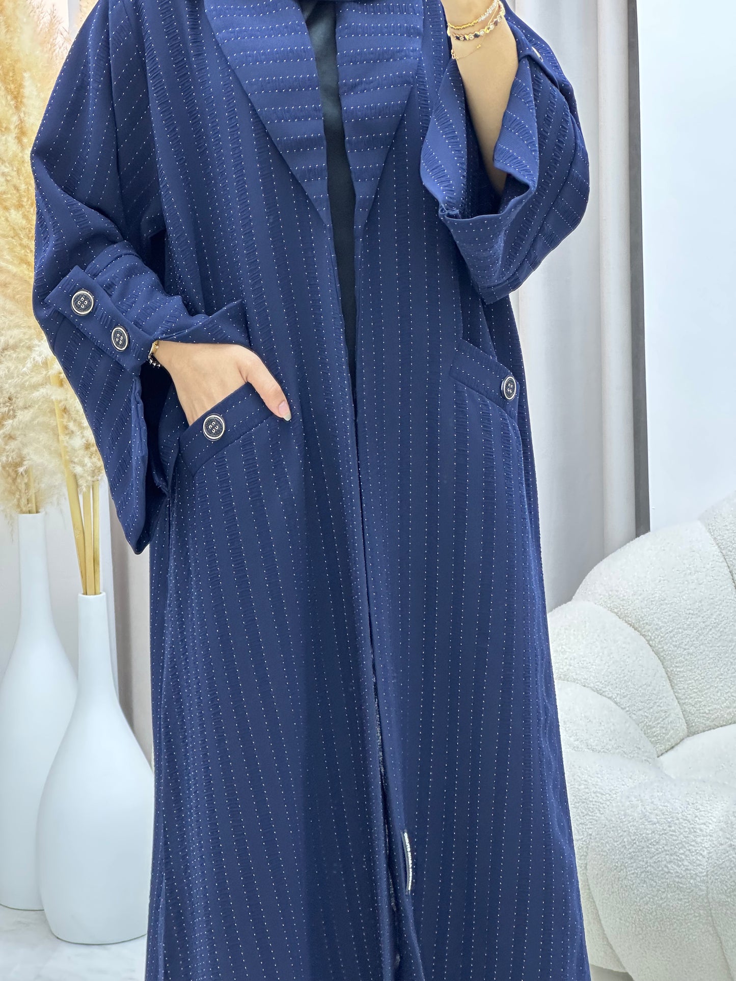 C 0556 Blue Striped Coat Abaya