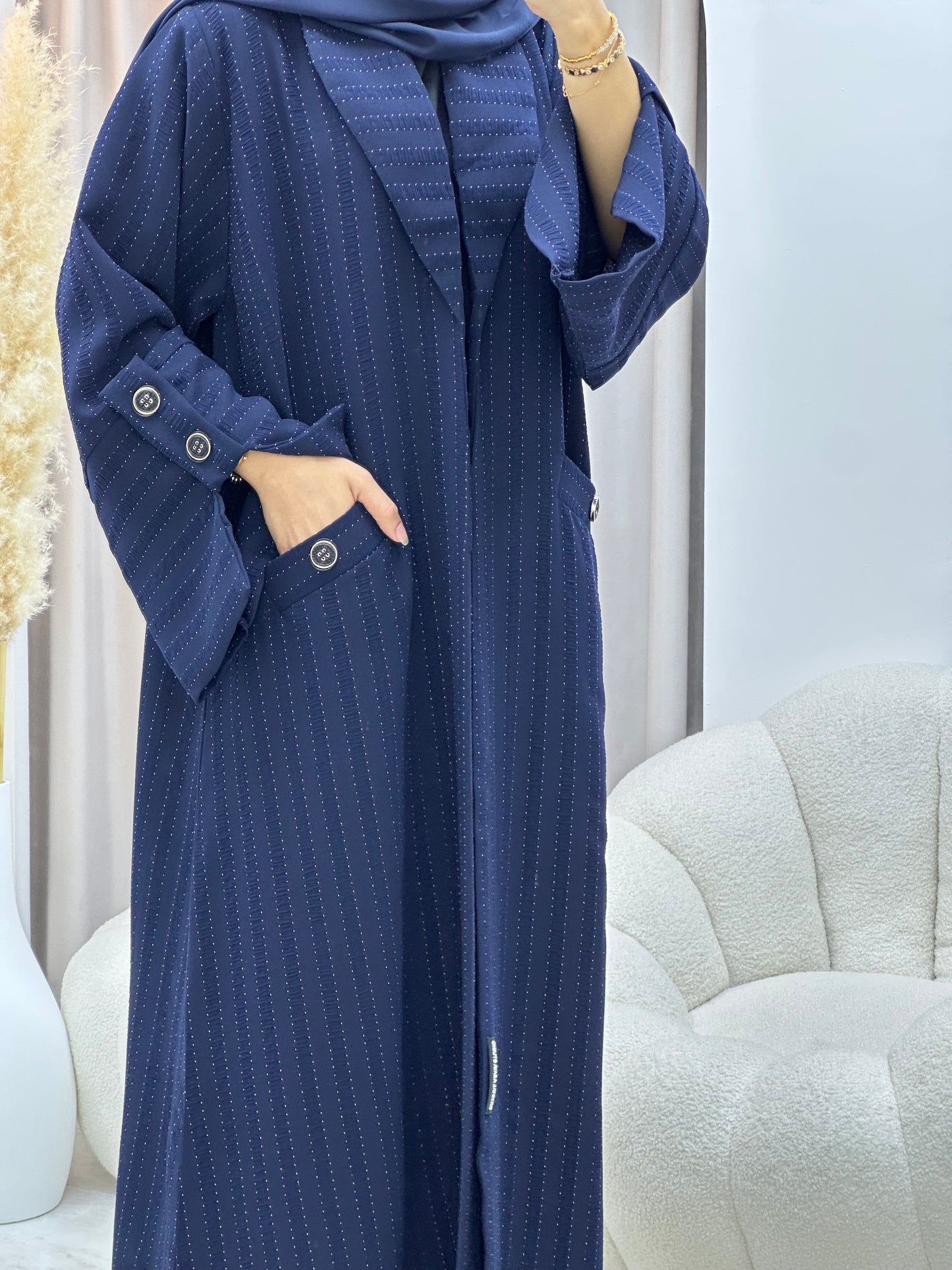 C 0556 Blue Striped Coat Abaya