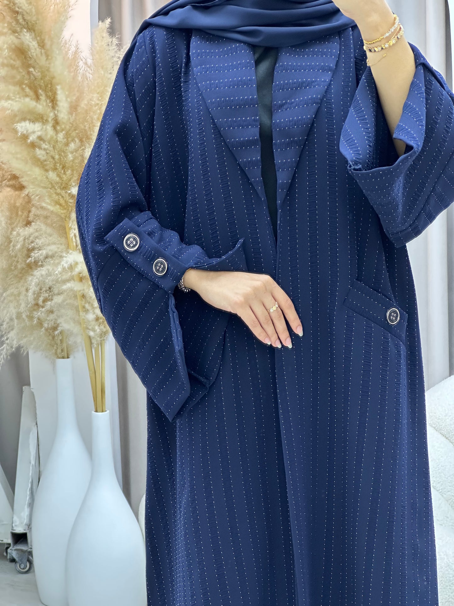 C 0556 Blue Striped Coat Abaya