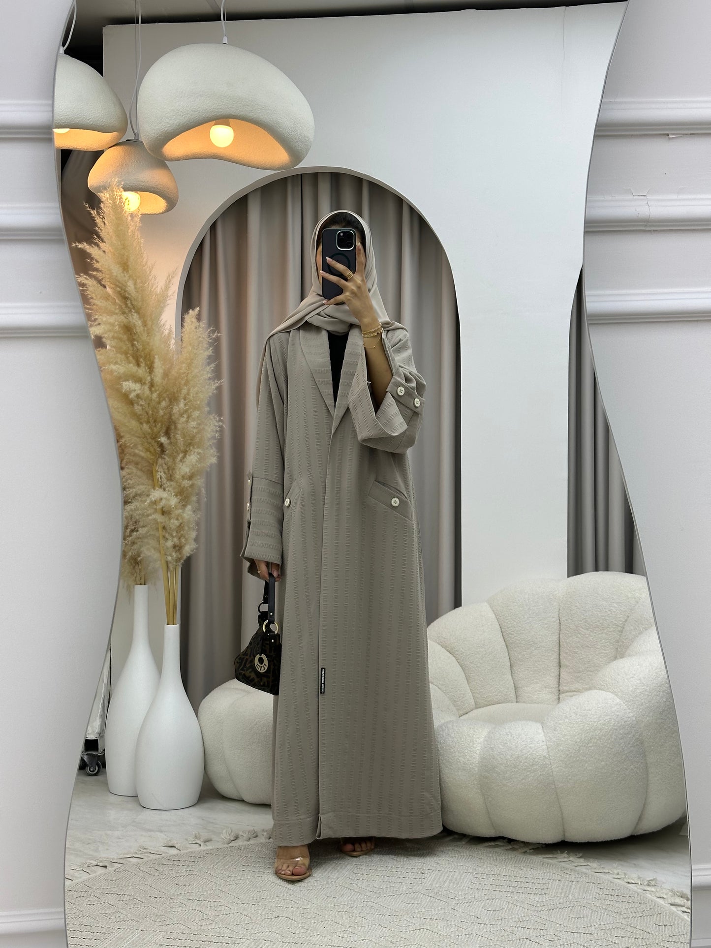 C 0556 Beige Striped Coat Abaya