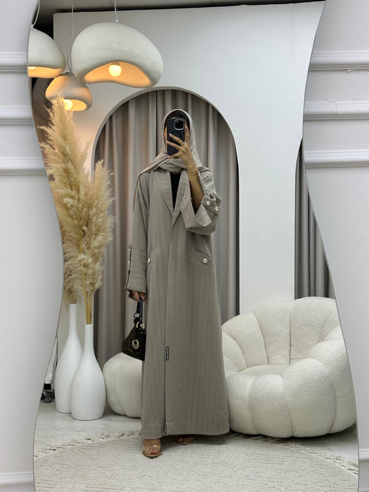 C 0556 Beige Striped Coat Abaya