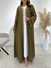 C 1501 Olive Floral Lace Abaya