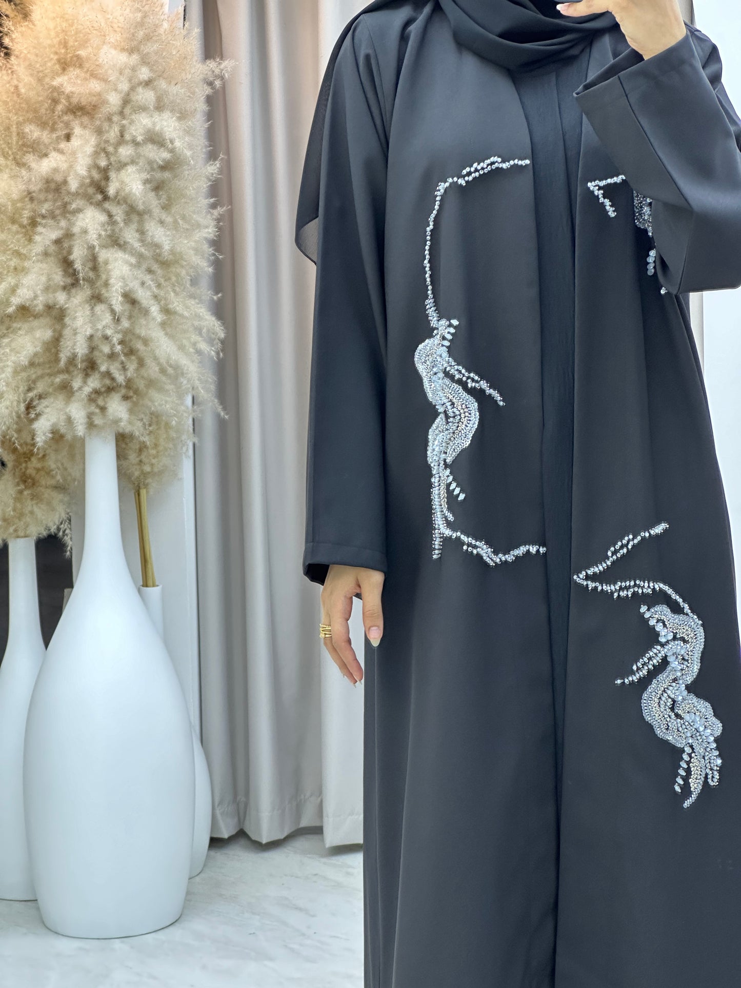 C 0294 Black Beaded Abaya