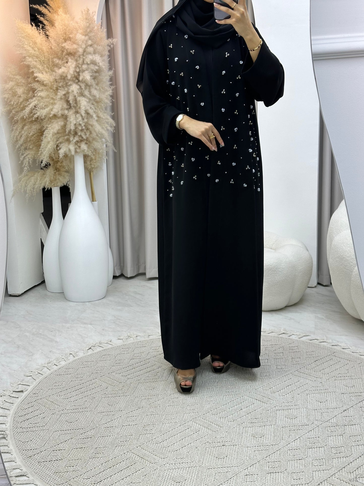 C 0295 Black Beaded Abaya