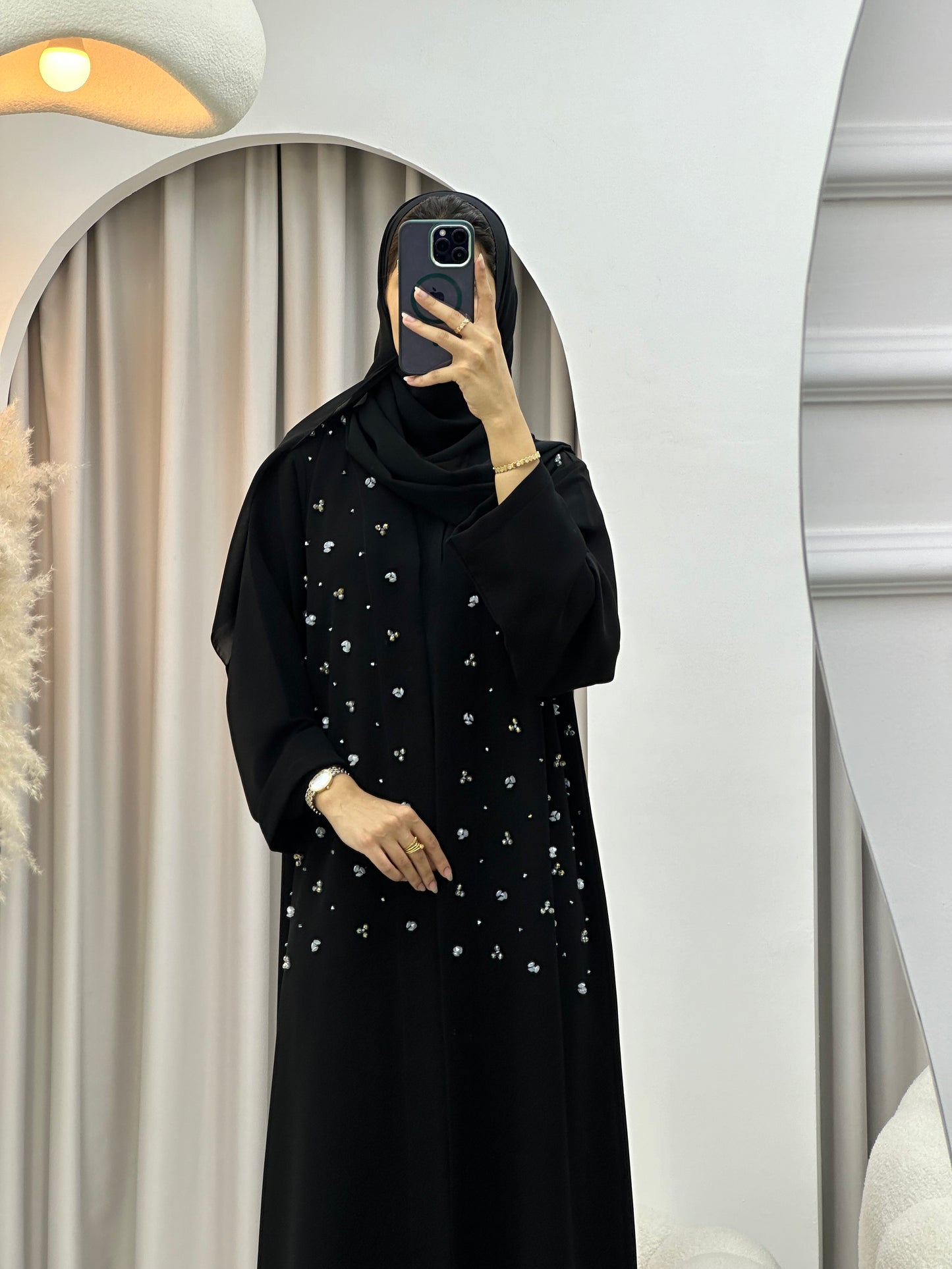 C 0295 Black Beaded Abaya