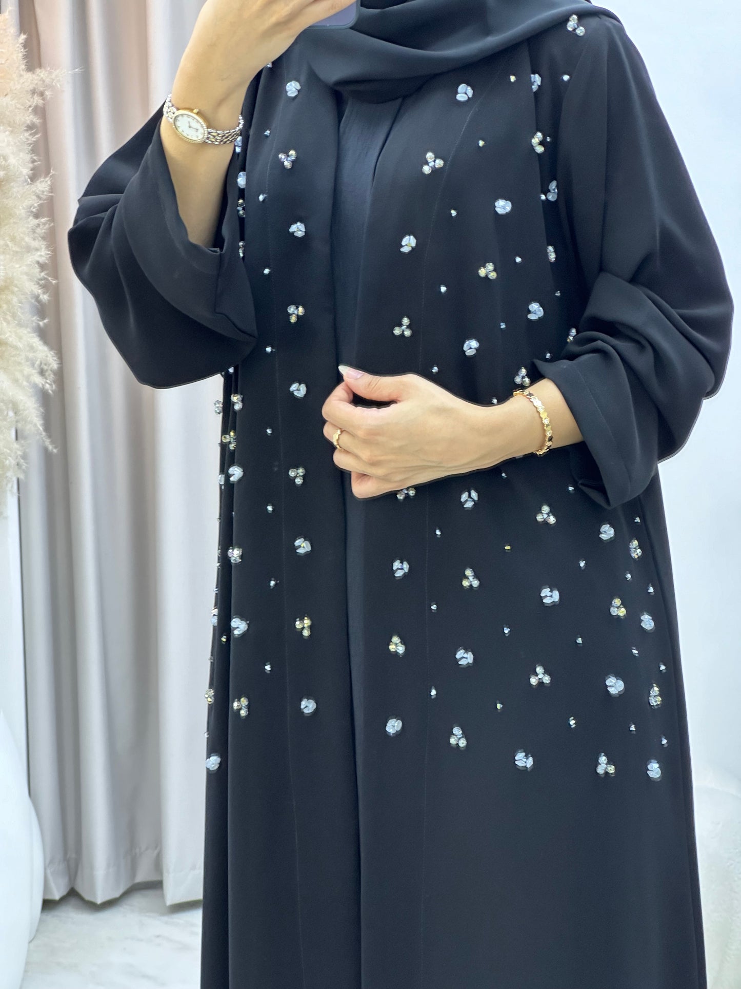 C 0295 Black Beaded Abaya