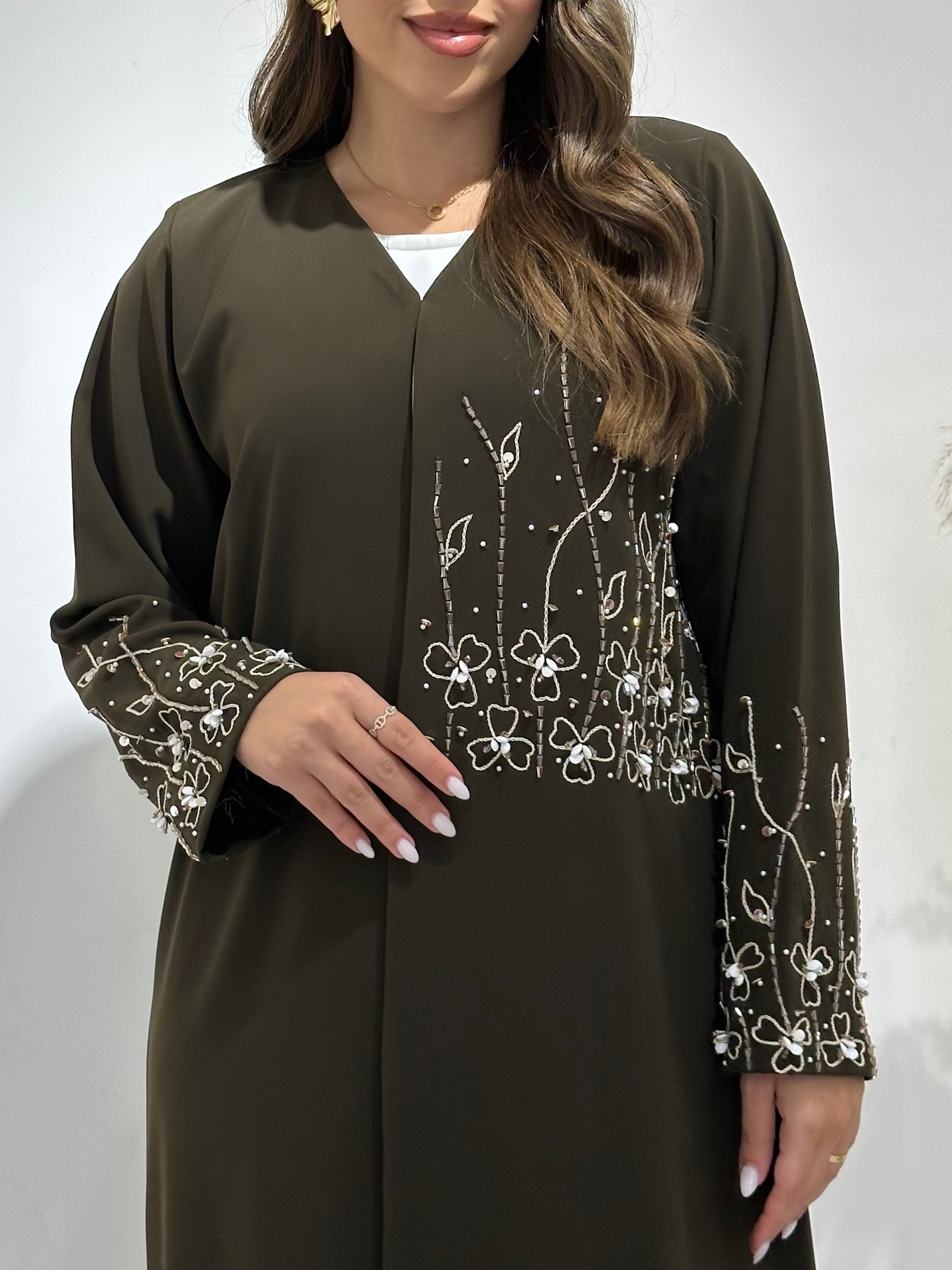 C 1502 Seaweed Beaded Embroidered Abaya