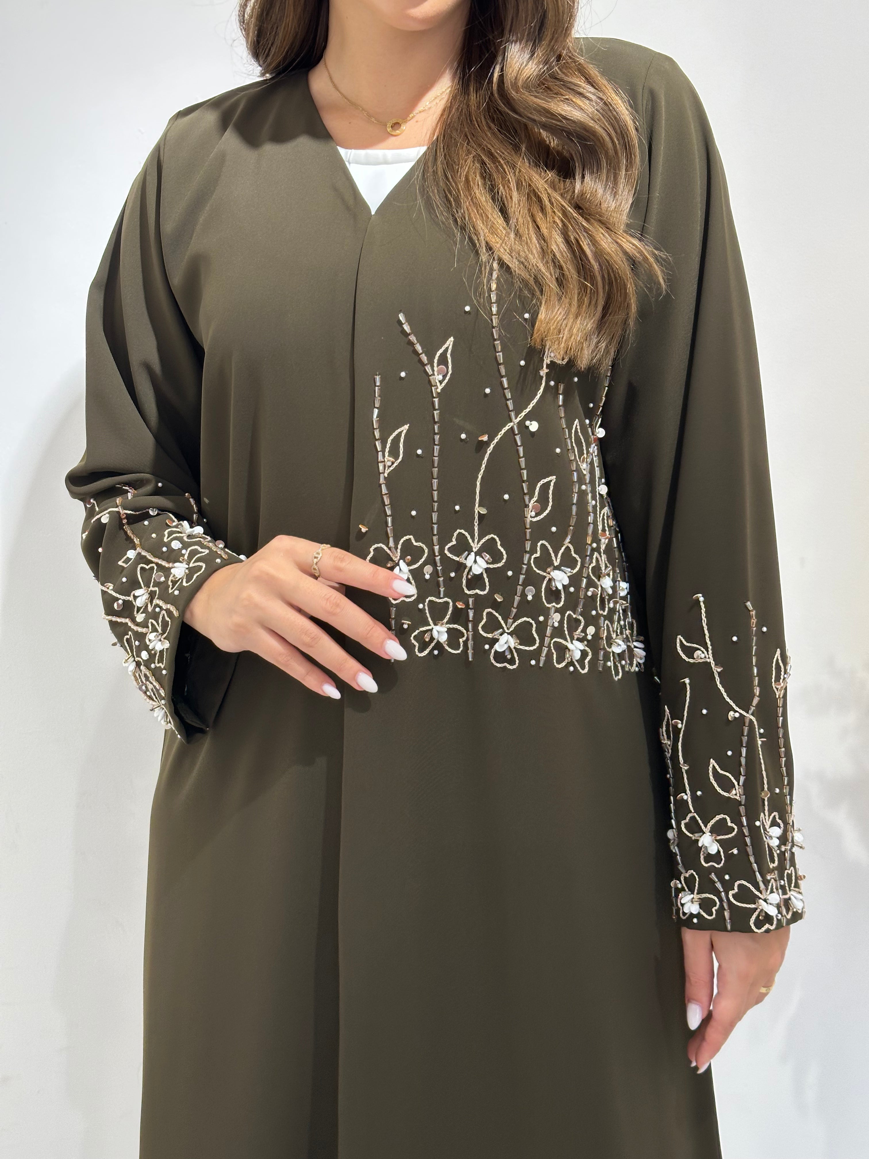 C 1502 Seaweed Beaded Embroidered Abaya