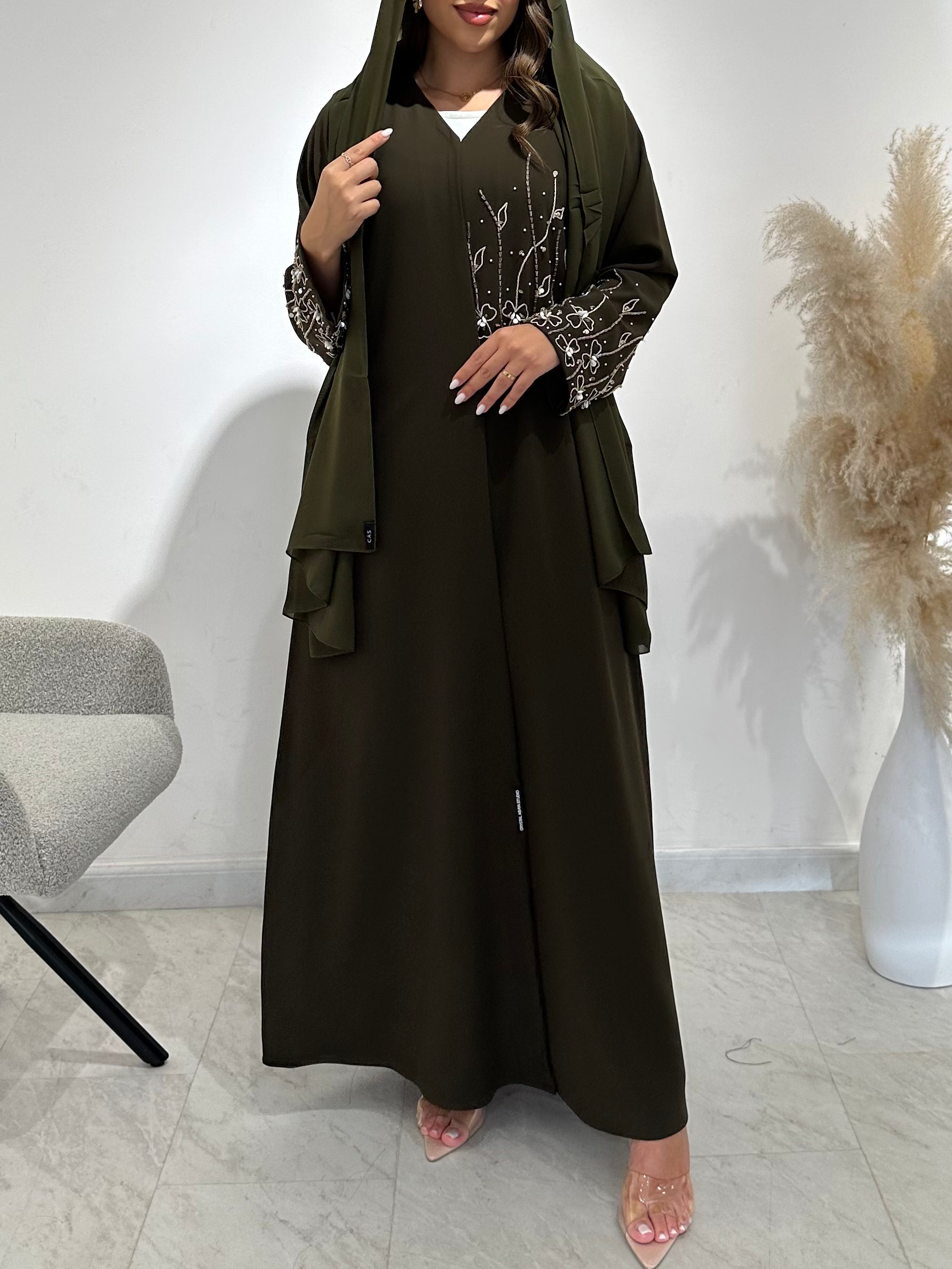 C 1502 Seaweed Beaded Embroidered Abaya