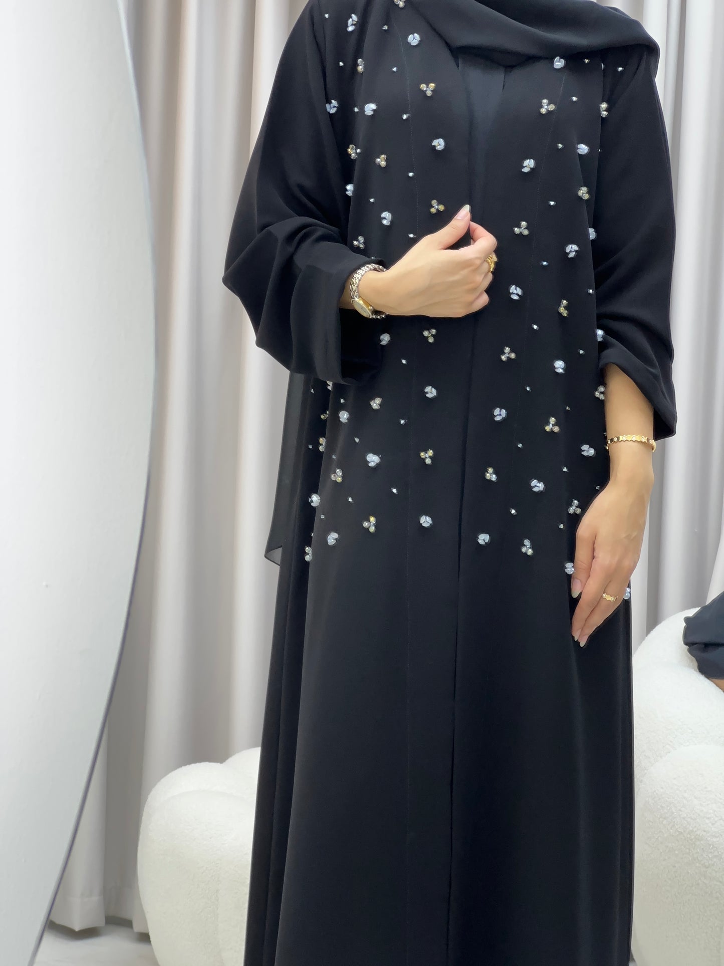 C 0295 Black Beaded Abaya