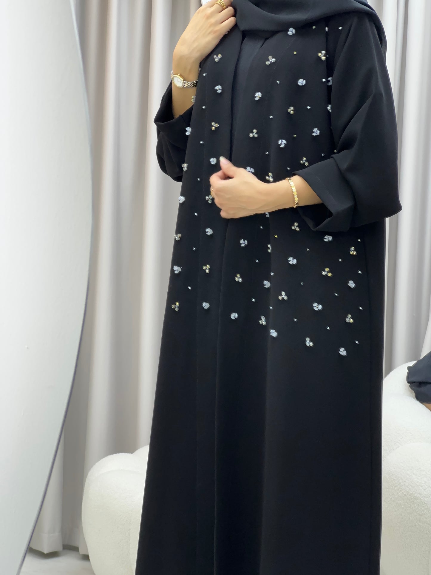 C 0295 Black Beaded Abaya