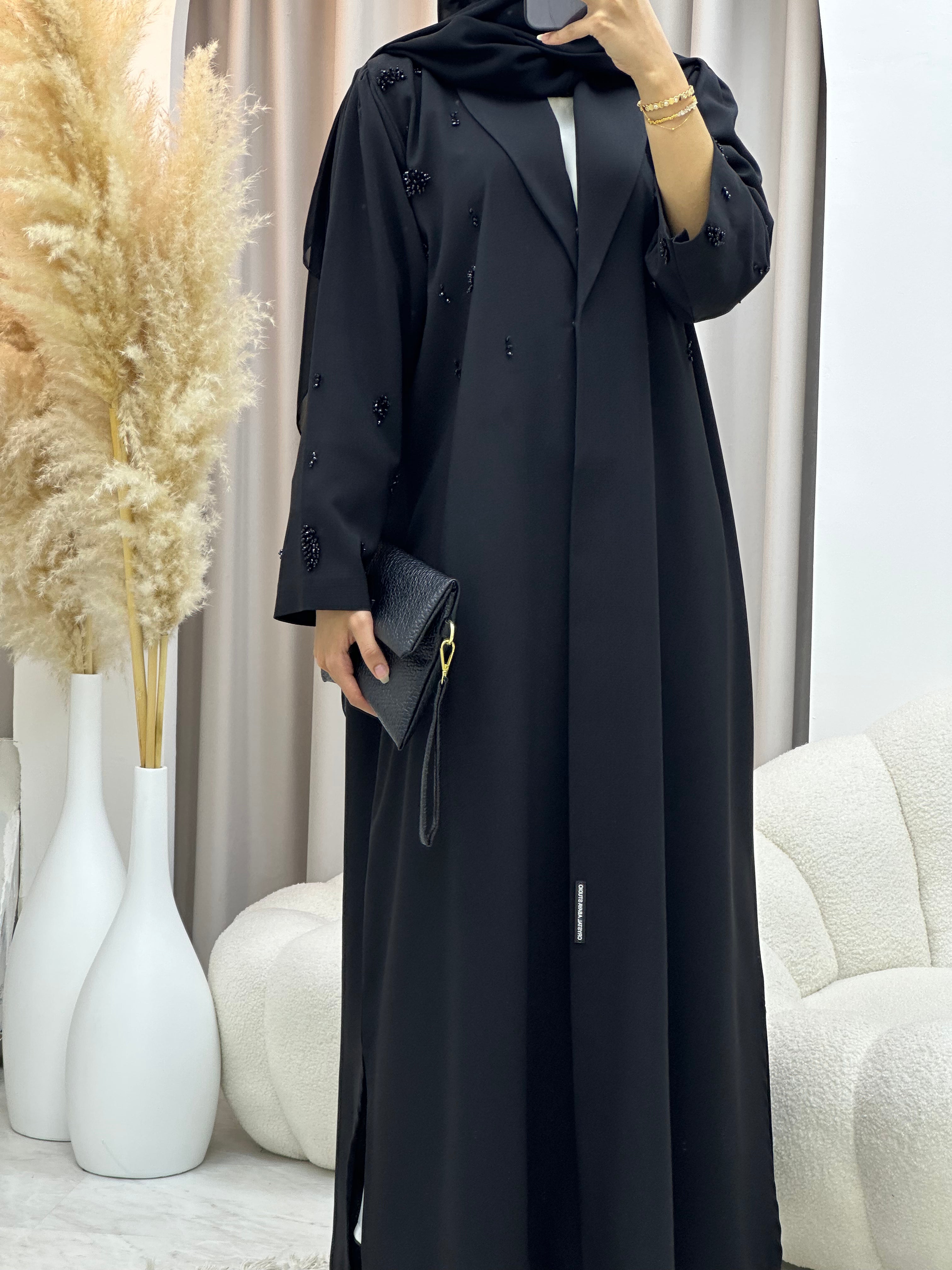 C RTW 0554 Black Work Abaya