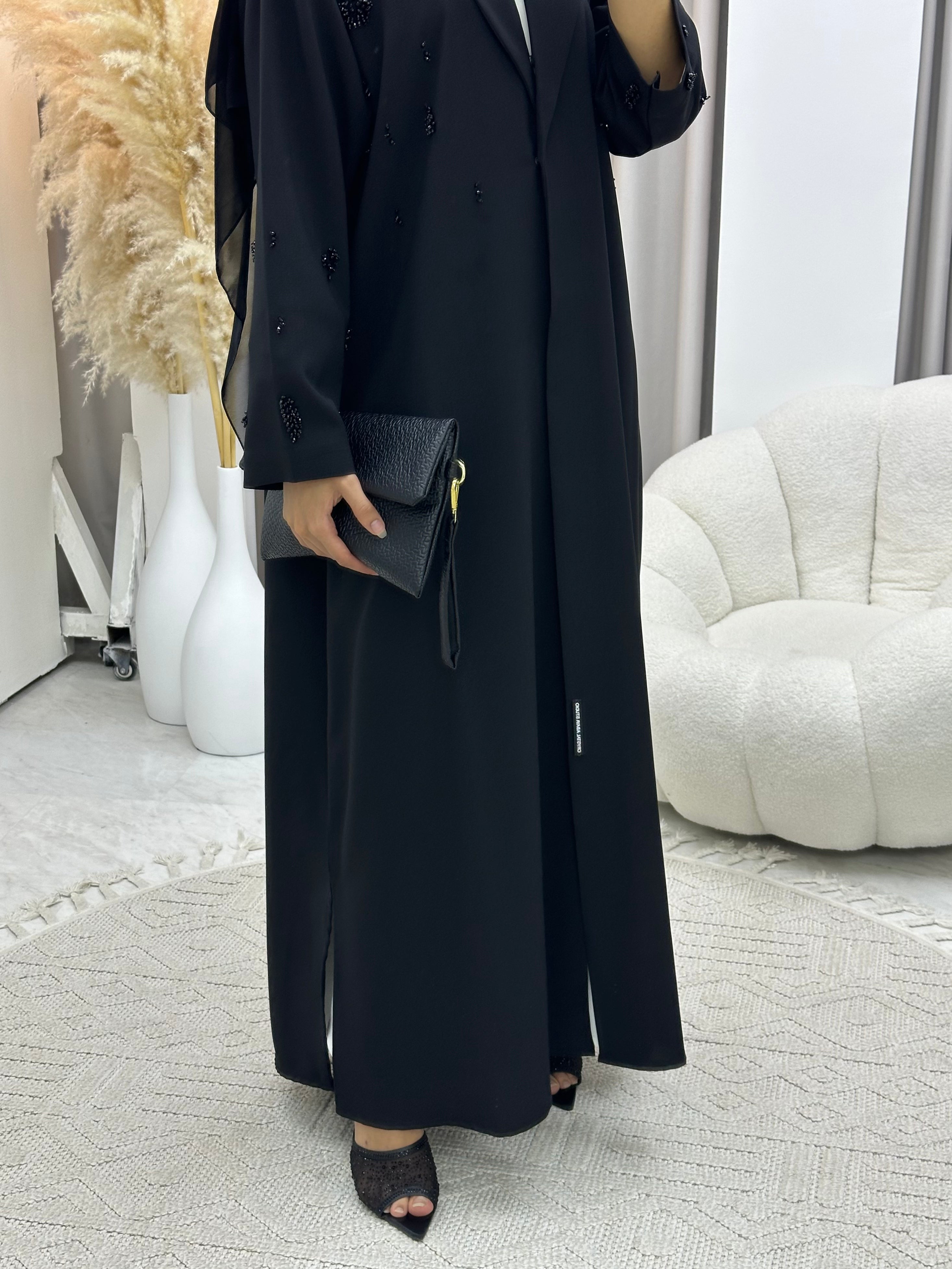 C RTW 0554 Black Work Abaya