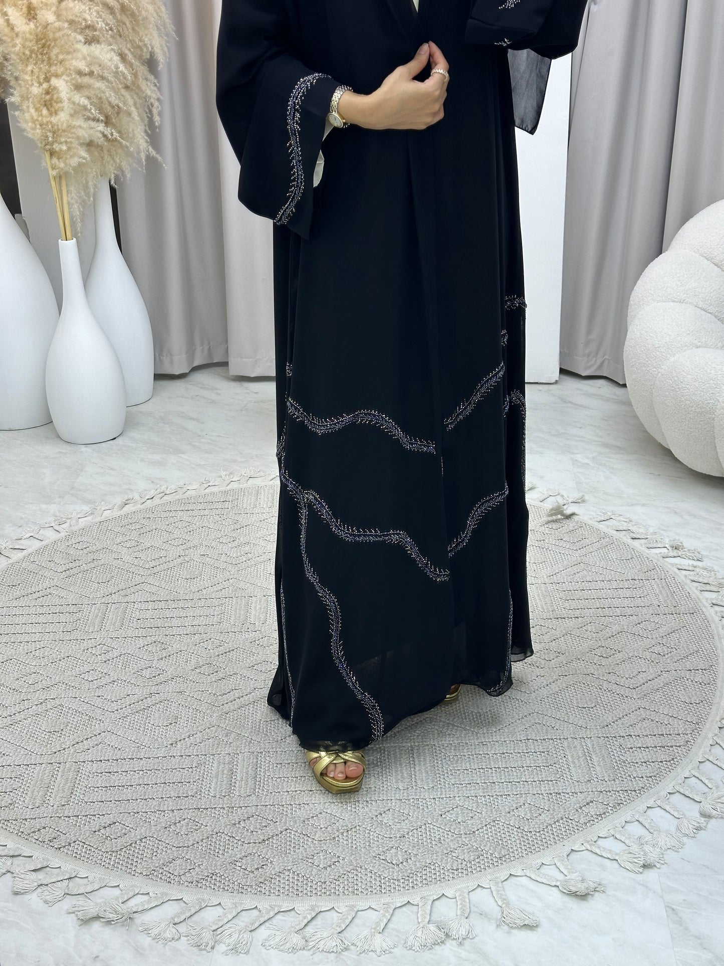 C 0118 Black Beaded Abaya