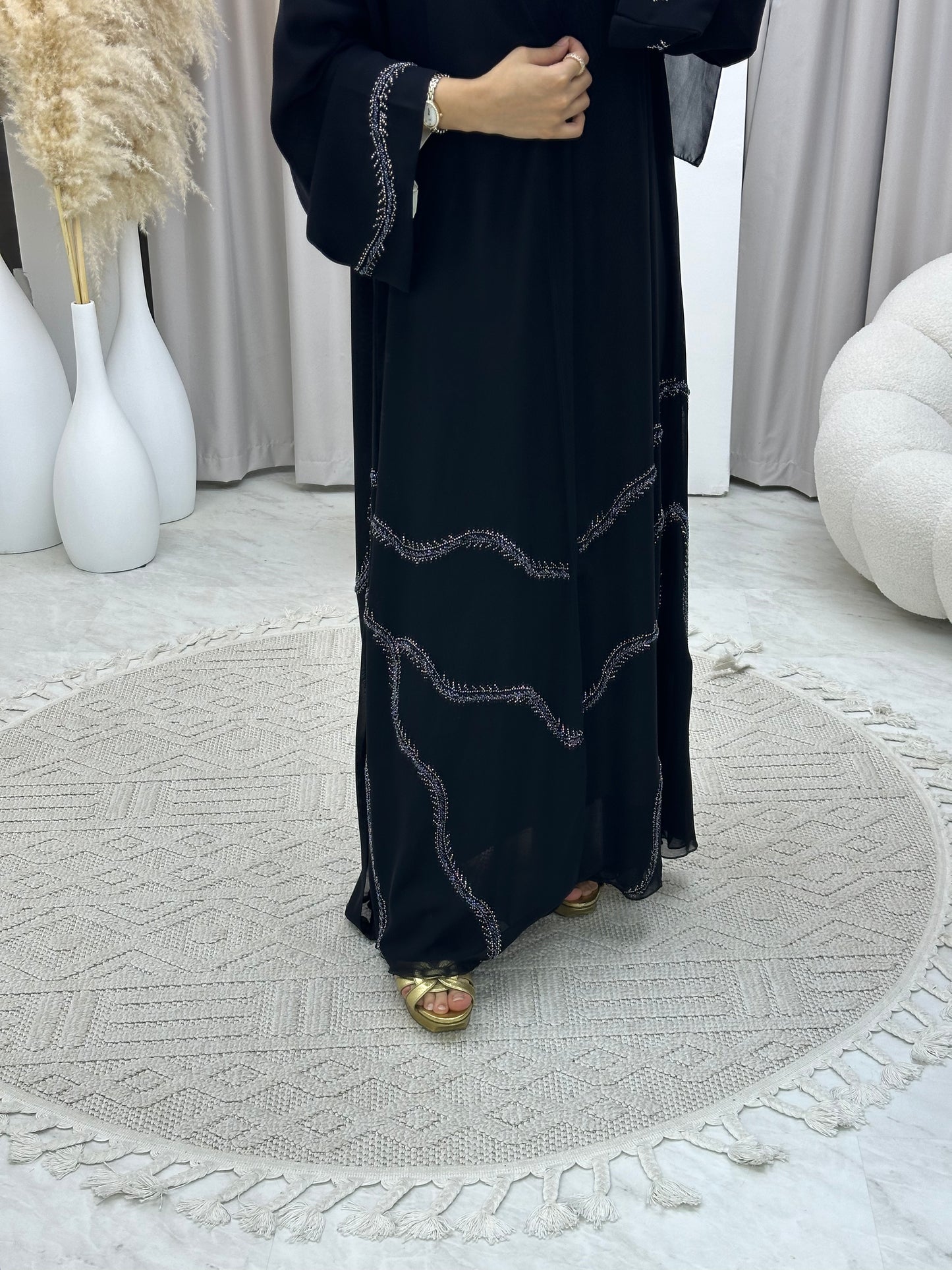 C 0118 Black Beaded Abaya